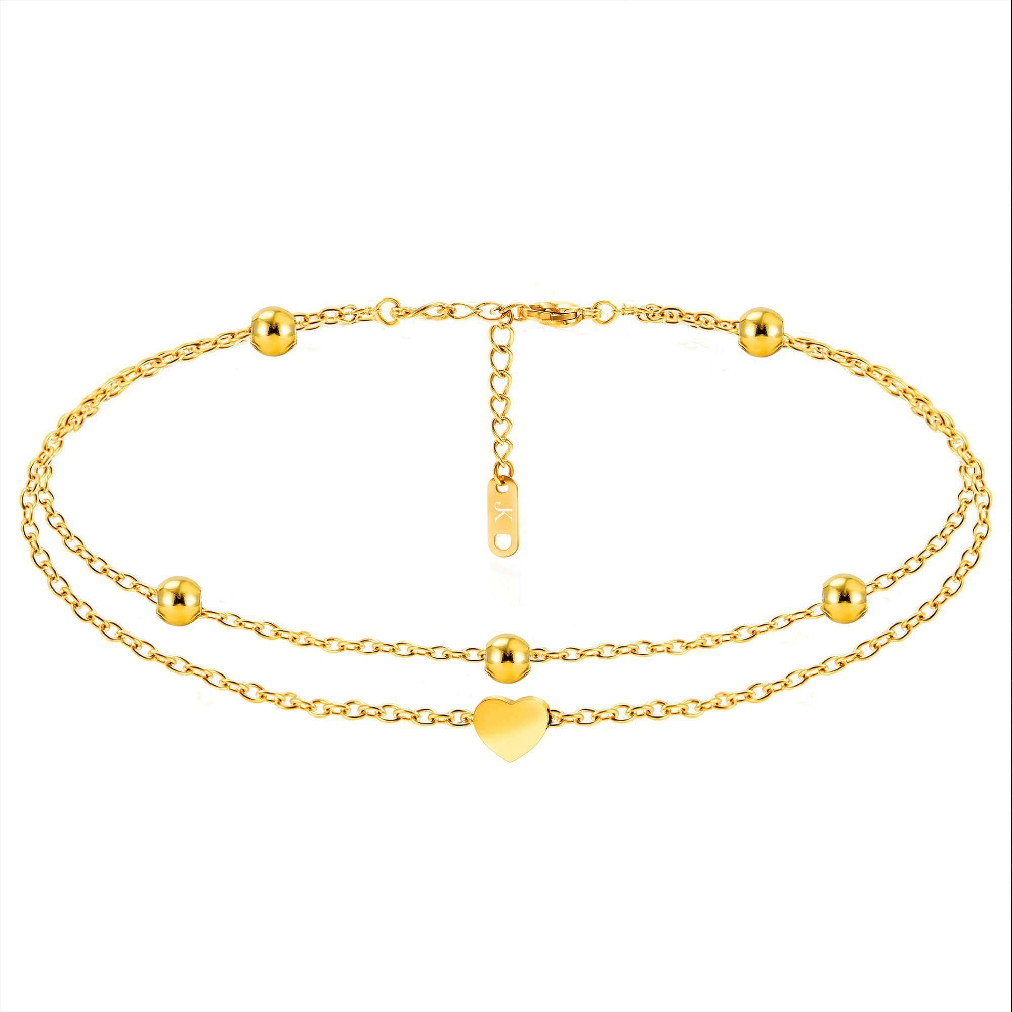 Kim Johanson Fußkette Heart, aus Edelstahl, mit Herz-Anhänger, verstellbar günstig online kaufen