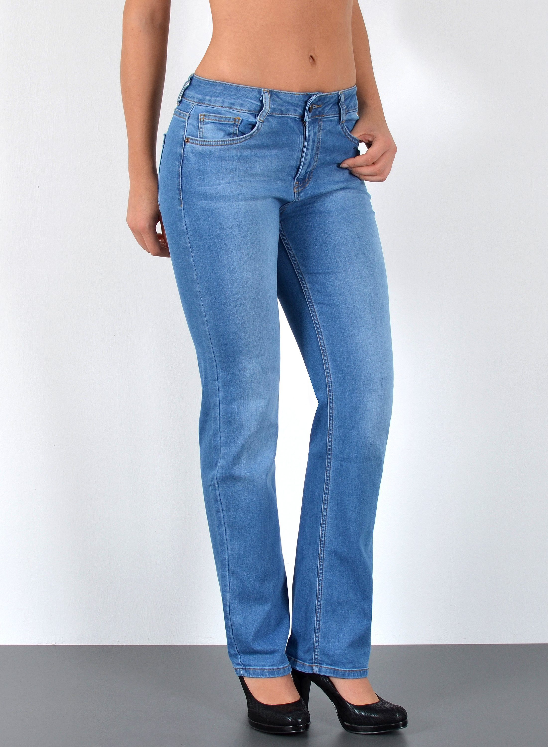 ESRA Straight-Jeans G200 High Waist Straight Fit Jeans Damen, bis Übergröße / Plussize Große Größe, Straight Leg Jeans hohe Leibhöhe mit Stretch, Gerade Schnitt Jeans Hose Hoch Bund, Jeanshose Gerades Bein Regular Fit hoher Bund Taille Jeans, Damen Jeans Regular, Jeans Damen, Damen Jeanshose Straight, Jeans Damen Hose, Gerade Schnitt Jeans Damen, Jeans Damen High Waist Damen Jeans