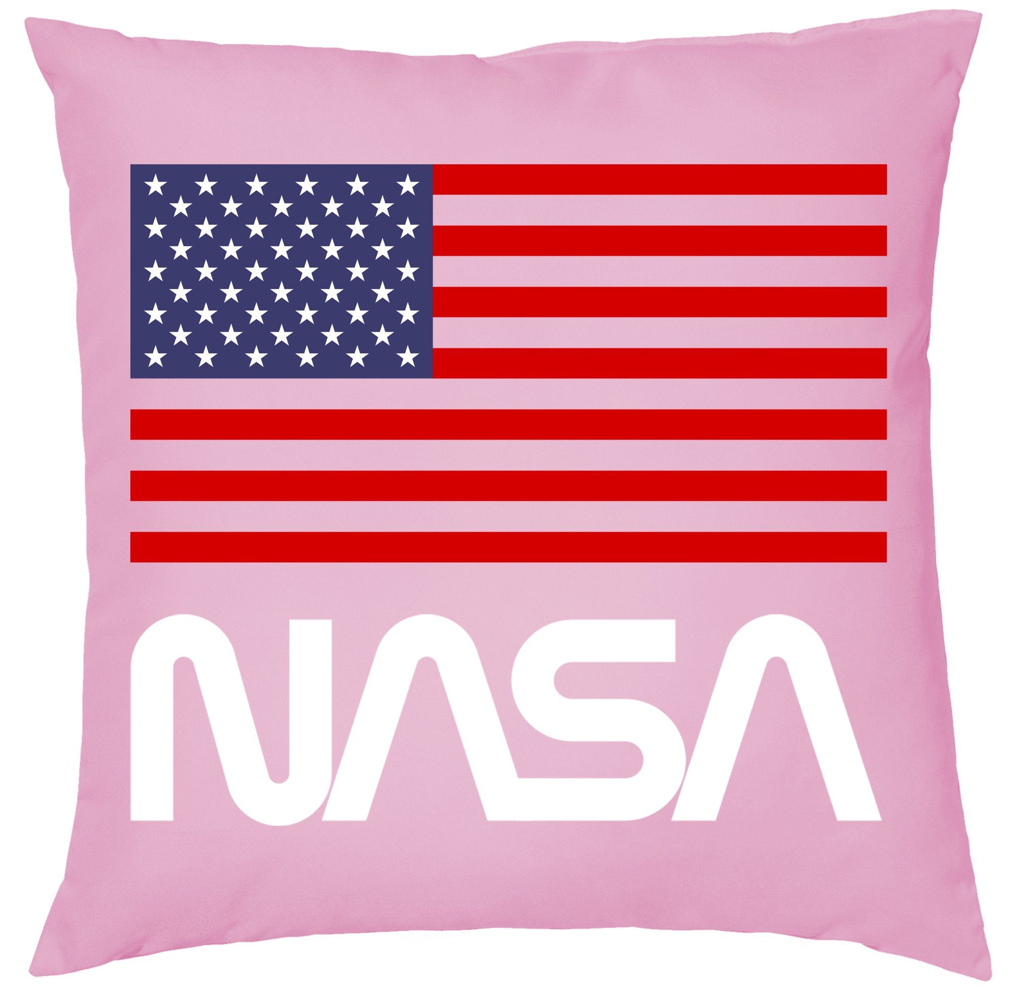 Blondie & Brownie Dekokissen Nasa USA Rakete Elon Mars Mond Mission Kissen mit füllung Rosa
