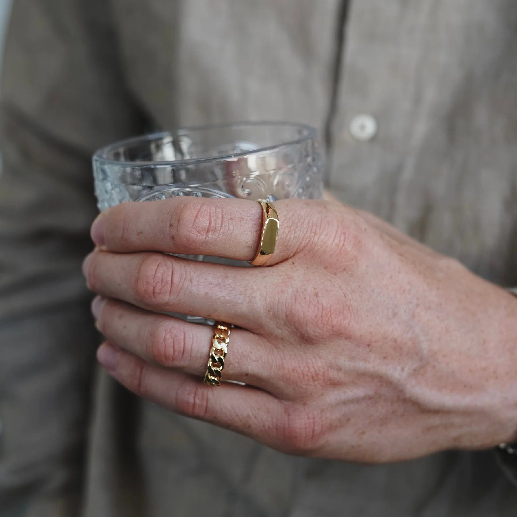 poliert, Silber Fashion aus Ring minimalistisch, Gold 925 und Sterling poliert, handgemacht, geeignet für Siegelring Sprezzi Gravur Silber Herren