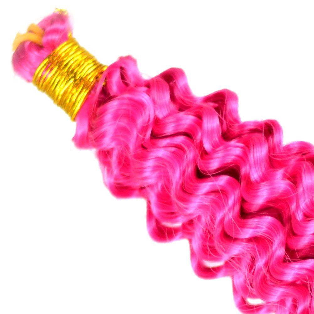 MyBraids YOUR BRAIDS! 12-W 3er Crochet Kunsthaar-Extension Zöpfe Deep Pack Flechthaar Fuchsia Braids Wave Wellig