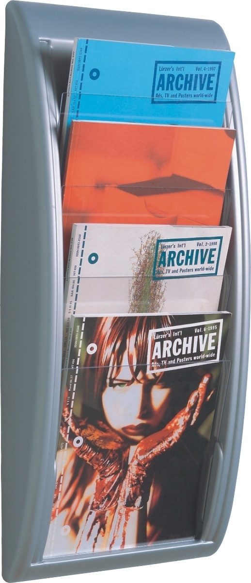 PAPERFLOW Stehsammler Prospekthalter HxBxT 655x285x95mm 4xA4 Fächer alu