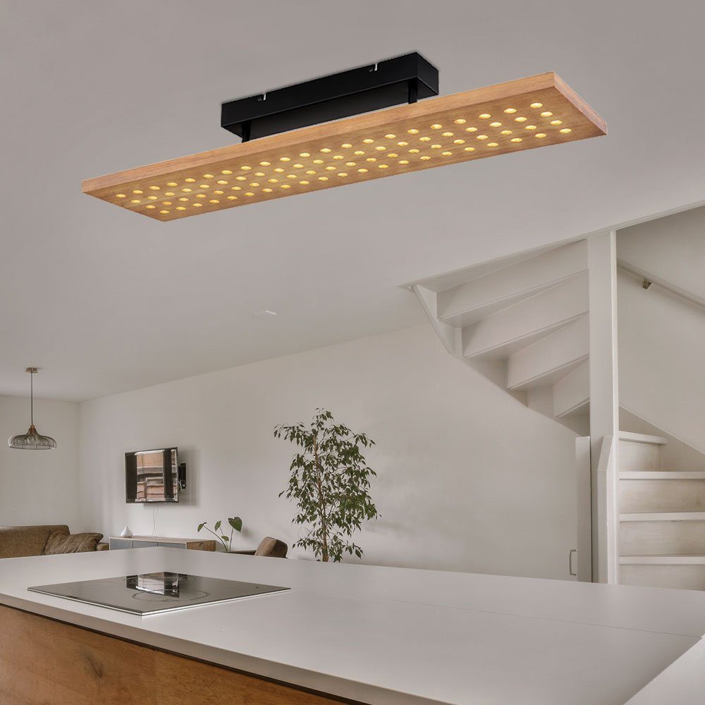 LED dimmbar verbaut, Wohnzimmer, Stufen Deckenlampe etc-shop fest Deckenleuchte LED LED-Leuchtmittel Holzlampe 3 Warmweiß, Deckenleuchte,