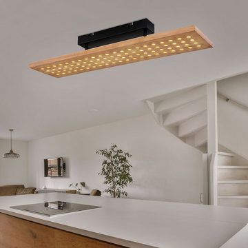 etc-shop LED Deckenleuchte, LED-Leuchtmittel fest verbaut, Warmweiß, Deckenlampe dimmbar Holzlampe LED Deckenleuchte Wohnzimmer, 3 Stufen