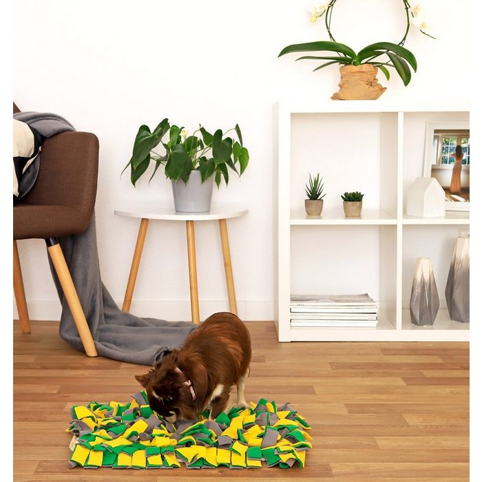 lionto Tier-Intelligenzspielzeug Schnüffelteppich Suchteppich für Hunde 50 x 34 cm gelb-grün
