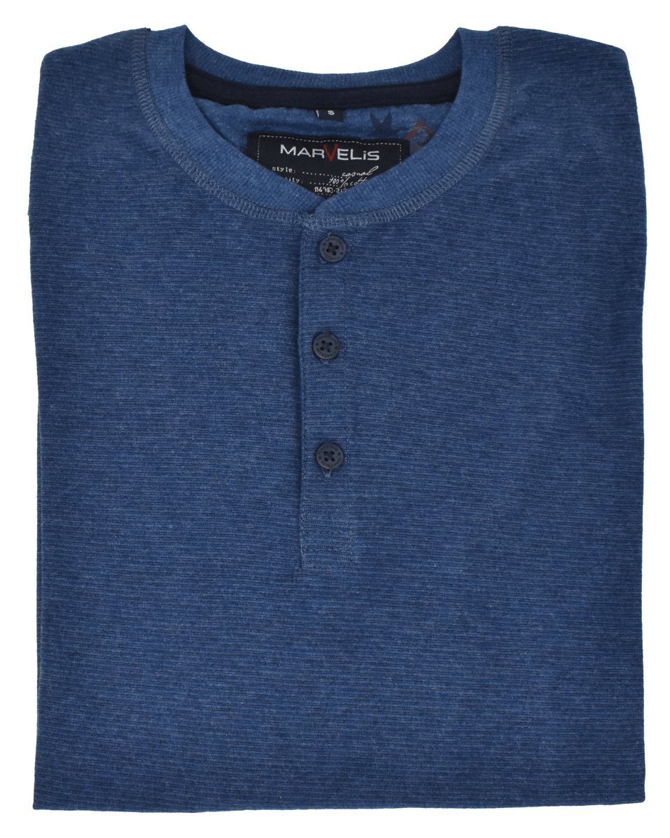 Blau - T-Shirt Longsleeve Langarmshirt MARVELIS - - Uni
