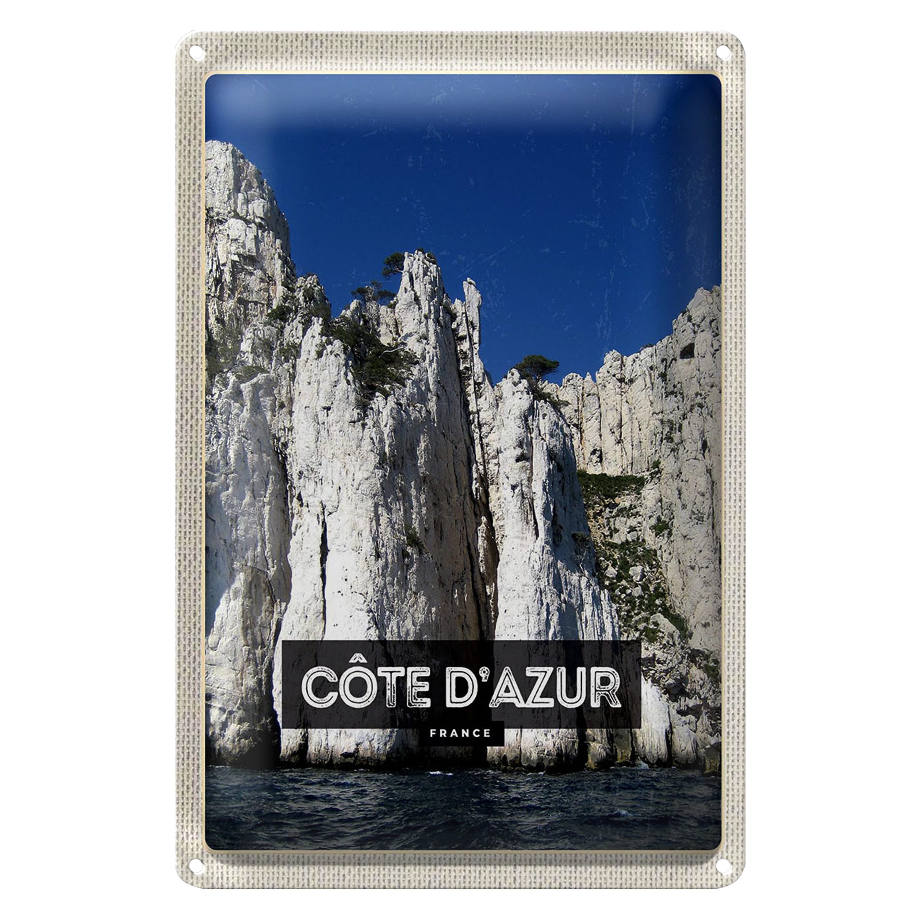 Roomando Metallschild Blechschild Reise 20x30cm Cote d´Azur France Tourismus