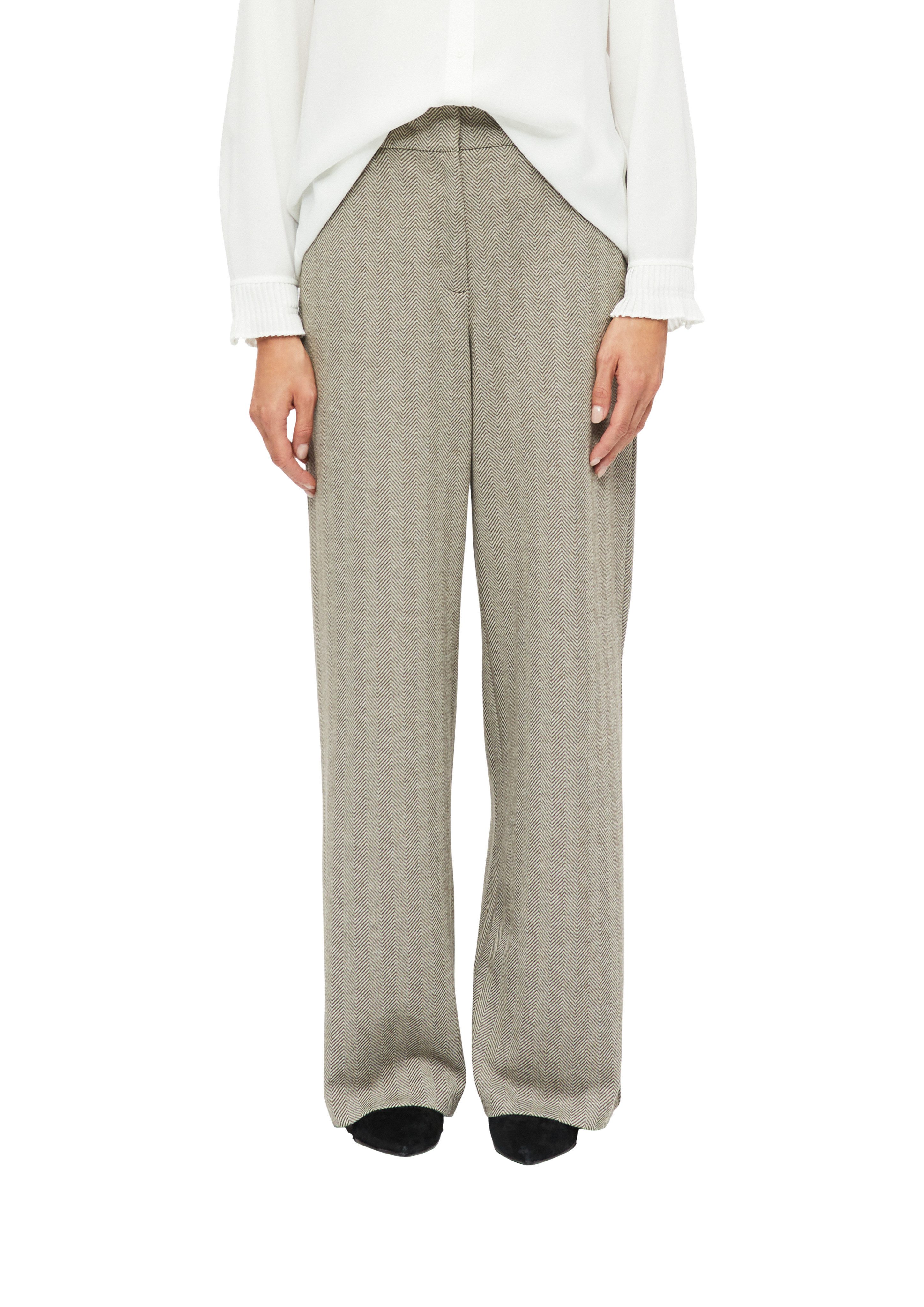 s.Oliver BLACK LABEL Stoffhose mit Fischgratmuster und elastischem Bund
