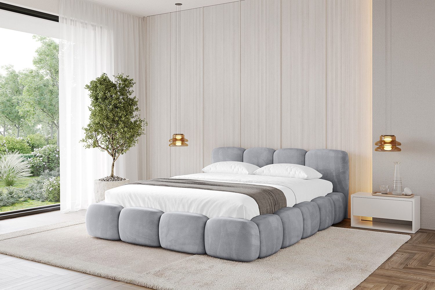 ALTDECOR Polsterbett KALA-v1 (Polsterbett mit Bettkasten und Lattenrost, Boxbett ohne Matratze), Doppelbett mit Stauraum, Bett mit Kopfteil