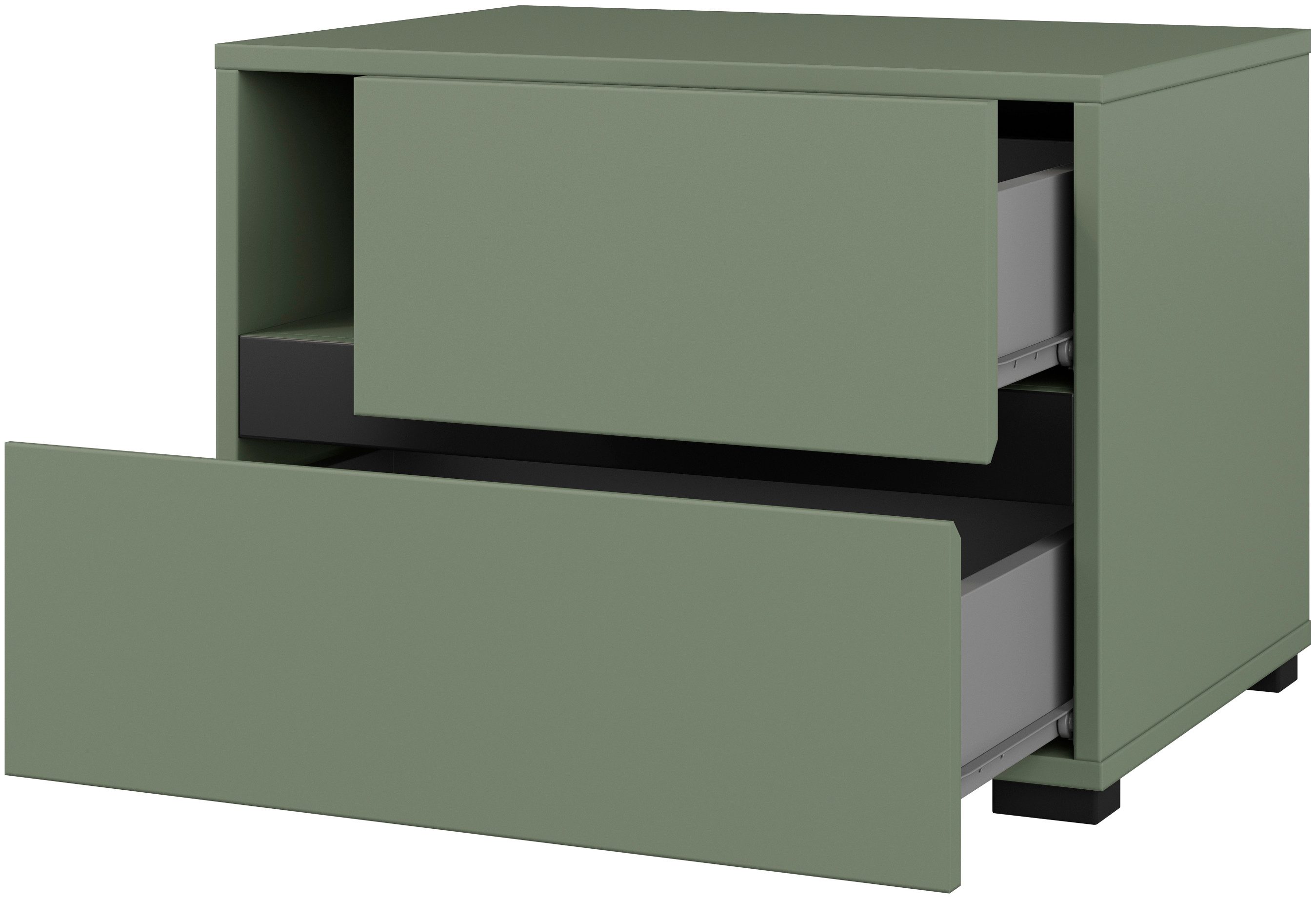 OTTO home Nachtkommode Cross, moderner griffloser Nachtschrank, Nachttisch, Nachtkonsole mit 2 Schubladen
