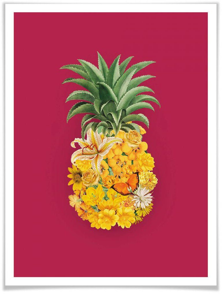 (1 Poster Blume Pink, Wall-Art Blumen Ananas St)