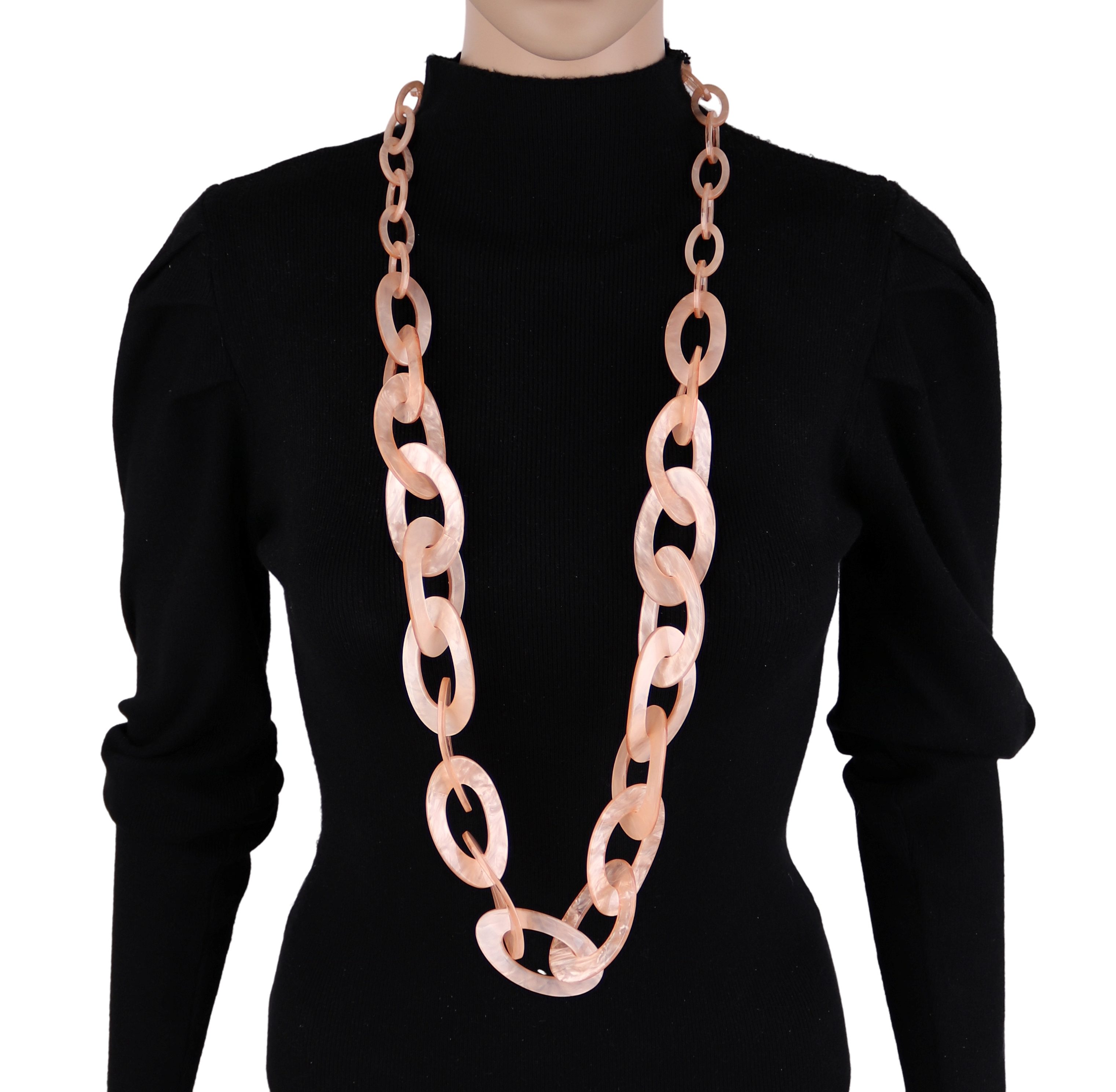 MIRROSI Lange Kette Damen Statement Halskette HARZ ca.95cm lang (perfekt für Pullover, Bluse, Shirt), Bunte Halskette