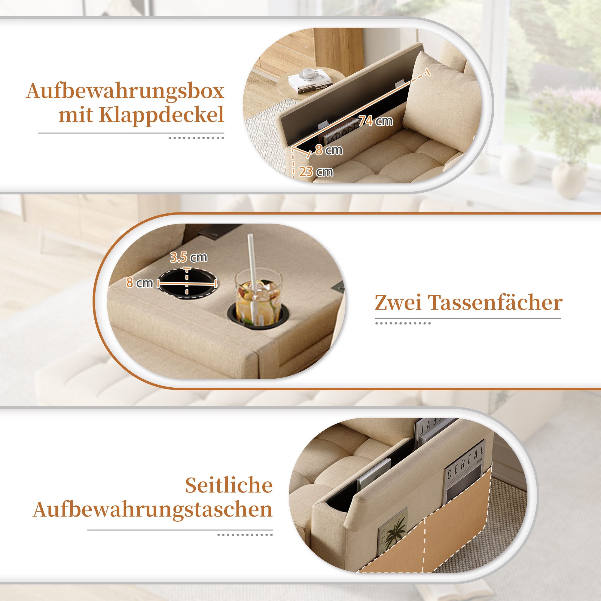 i@home Schlafsofa 2-Sitzer Sofa, mit Stauraum und Verstellbarer Rückenlehne günstig online kaufen