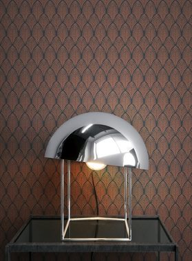 Newroom Vliestapete, Schwarz Tapete Barock Glitzer - Glitzertapete Pfauenfeder Kupfer Bronze Glamour Modern Ornamente Prunk für Wohnzimmer Schlafzimmer Küche