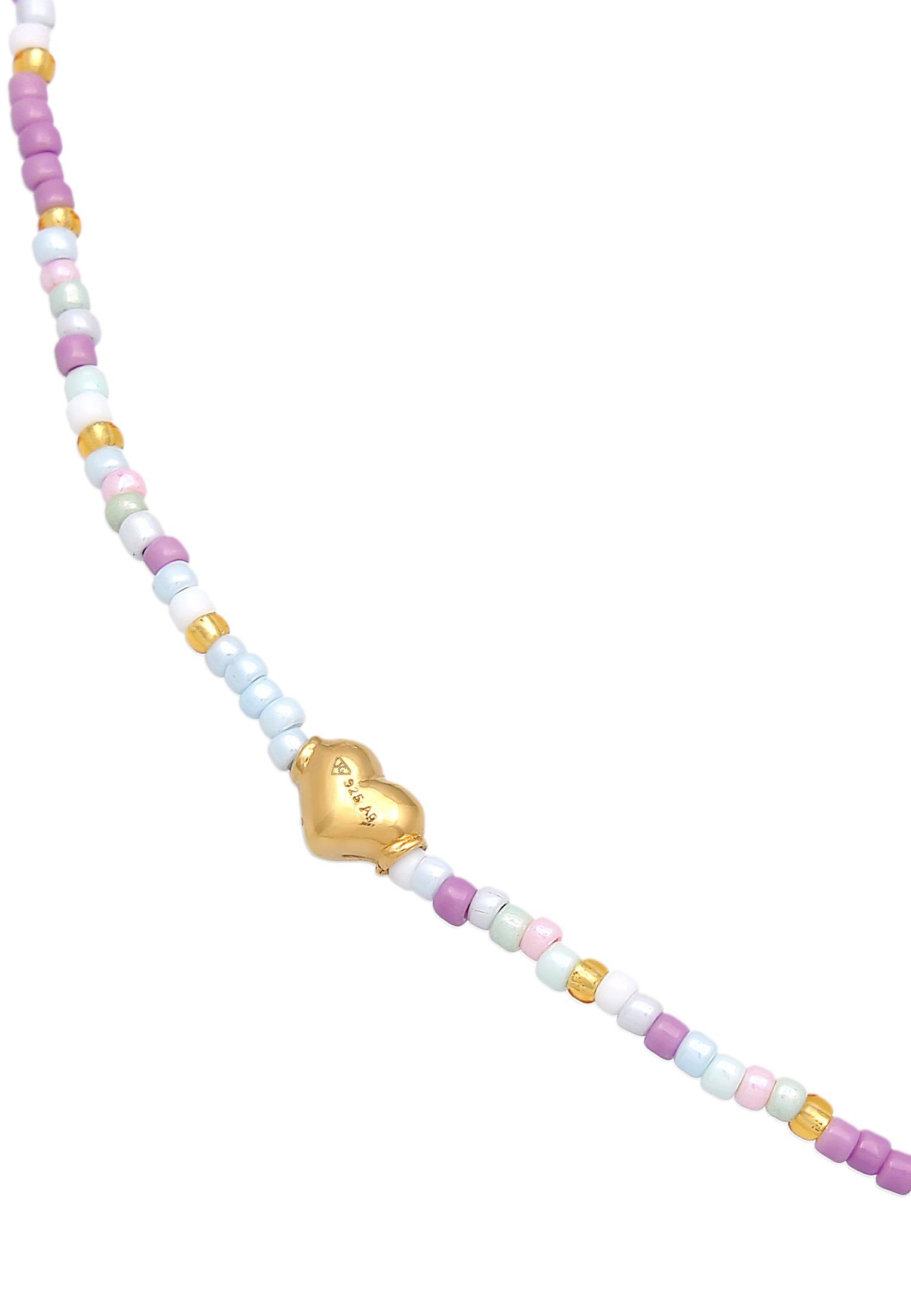 Elli Fußkette Herz Beads 925 Style vergoldet Silber Glas Sommer