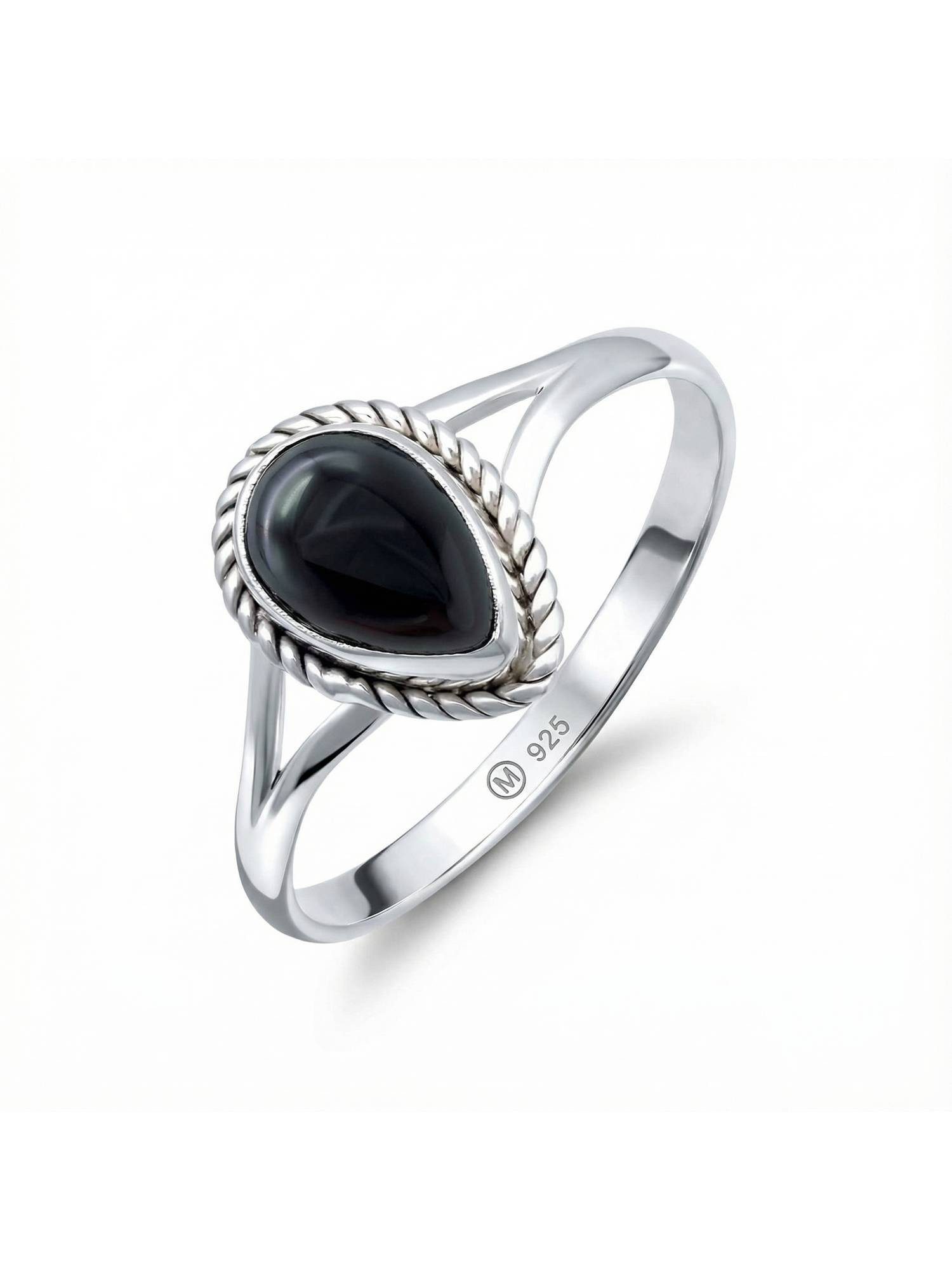 Silberring NILA Tropfen aus 925 Silber mit Onyx