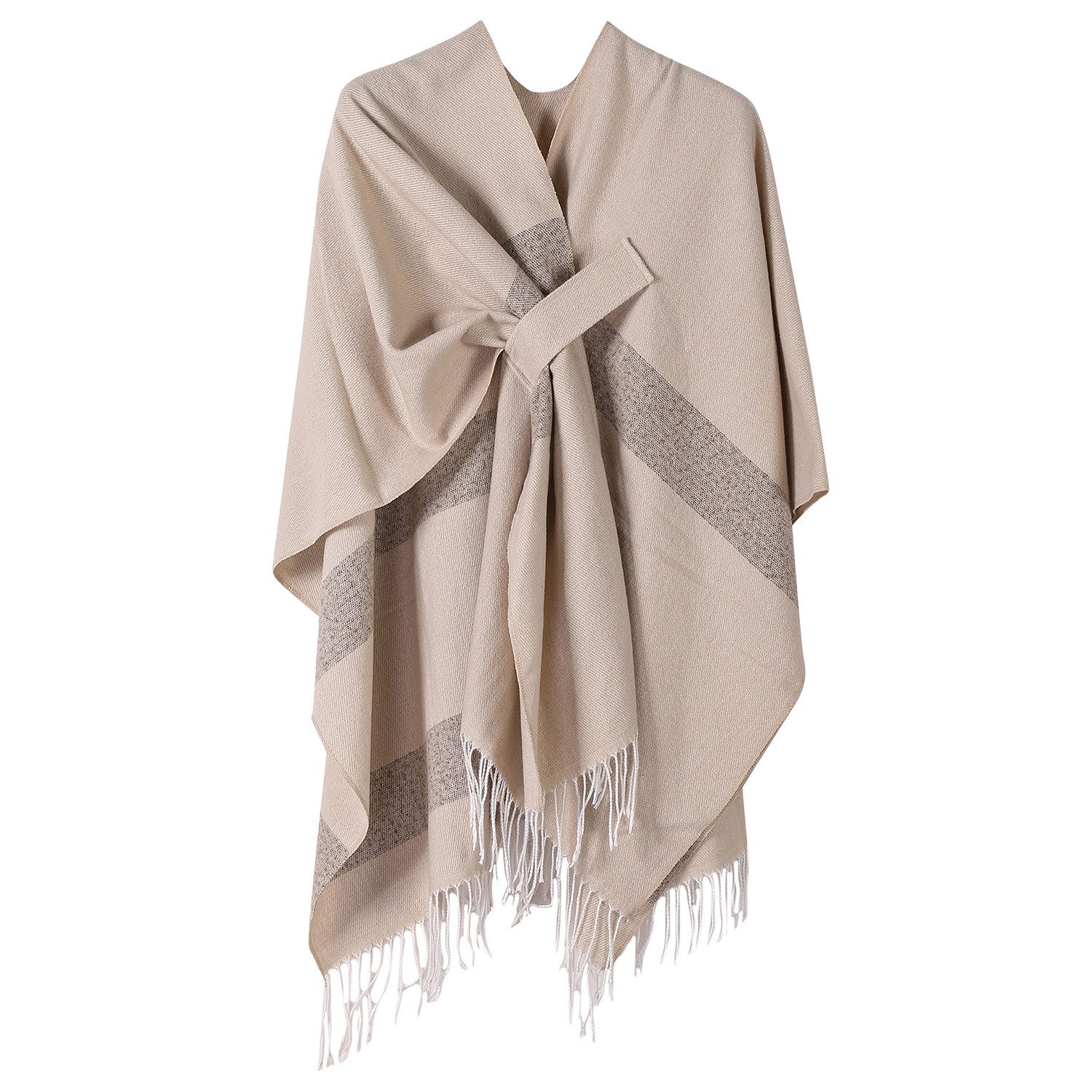Refttenw Poncho Warm Elegant Poncho,Warmer Umhang,Mit Quasten,Integrierte S günstig online kaufen