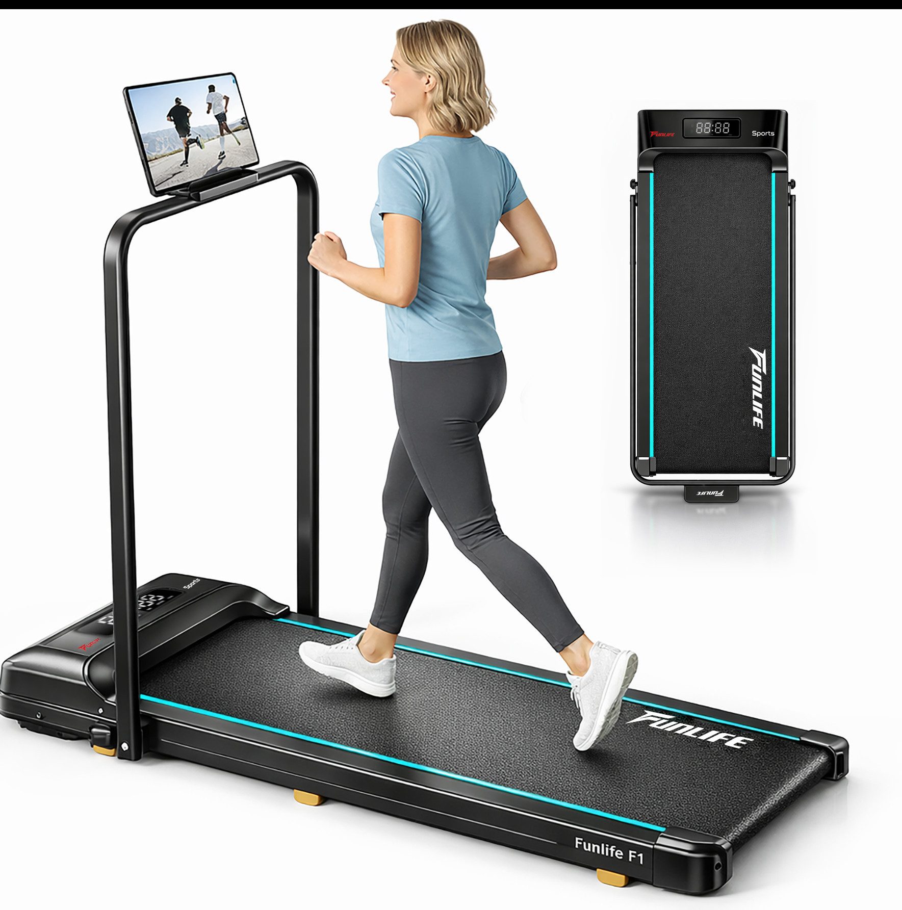 FunLife Laufband Funlife F1, Ultraflach Leise Gelenkschonend Für Homeoffice geeignet