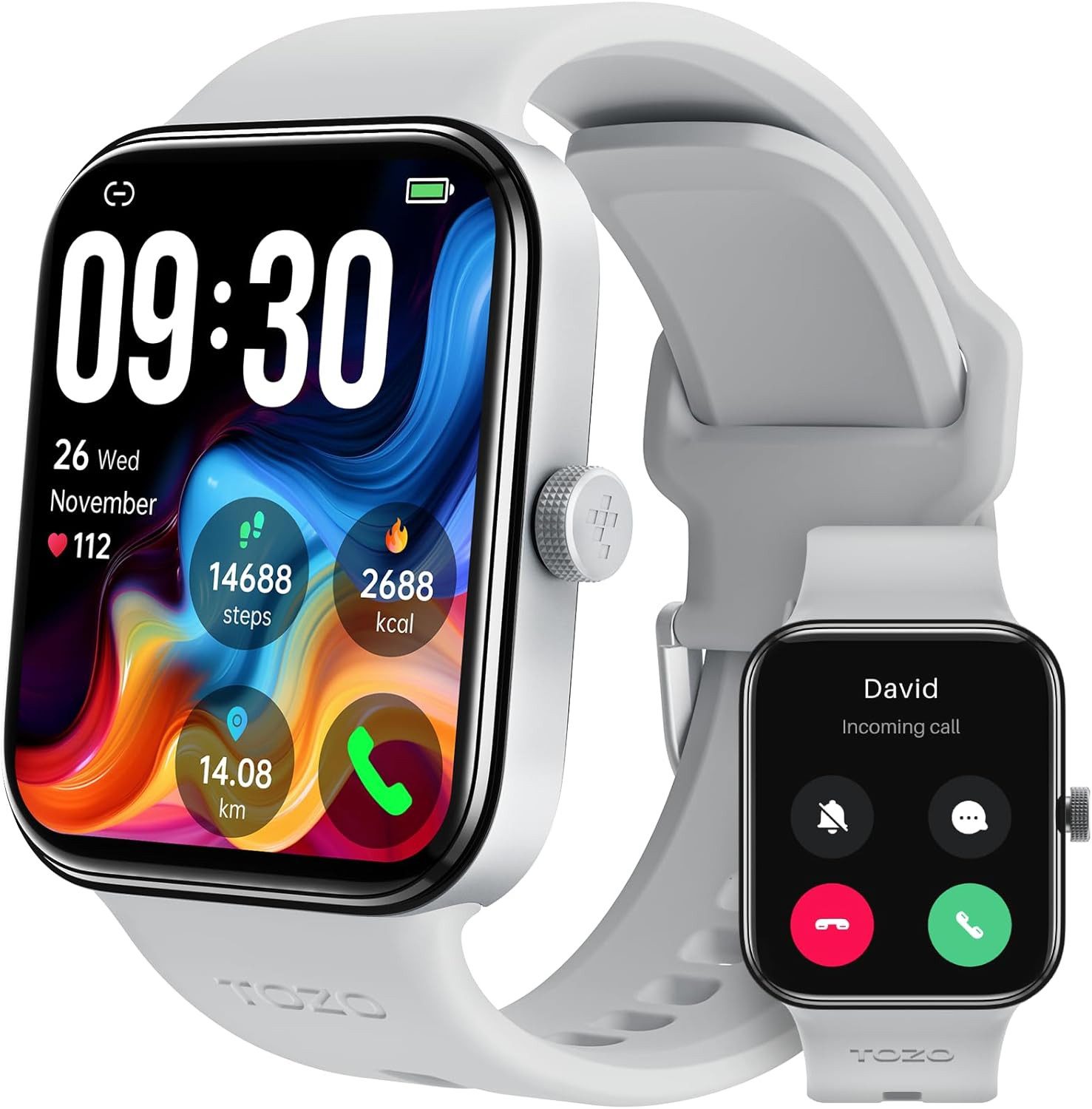 TOZO S4 Smartwatch (4,5 cm, android ios), Smartwatch mit AMOLED Display Sportfunktionen Anrufen Schlafanalyse