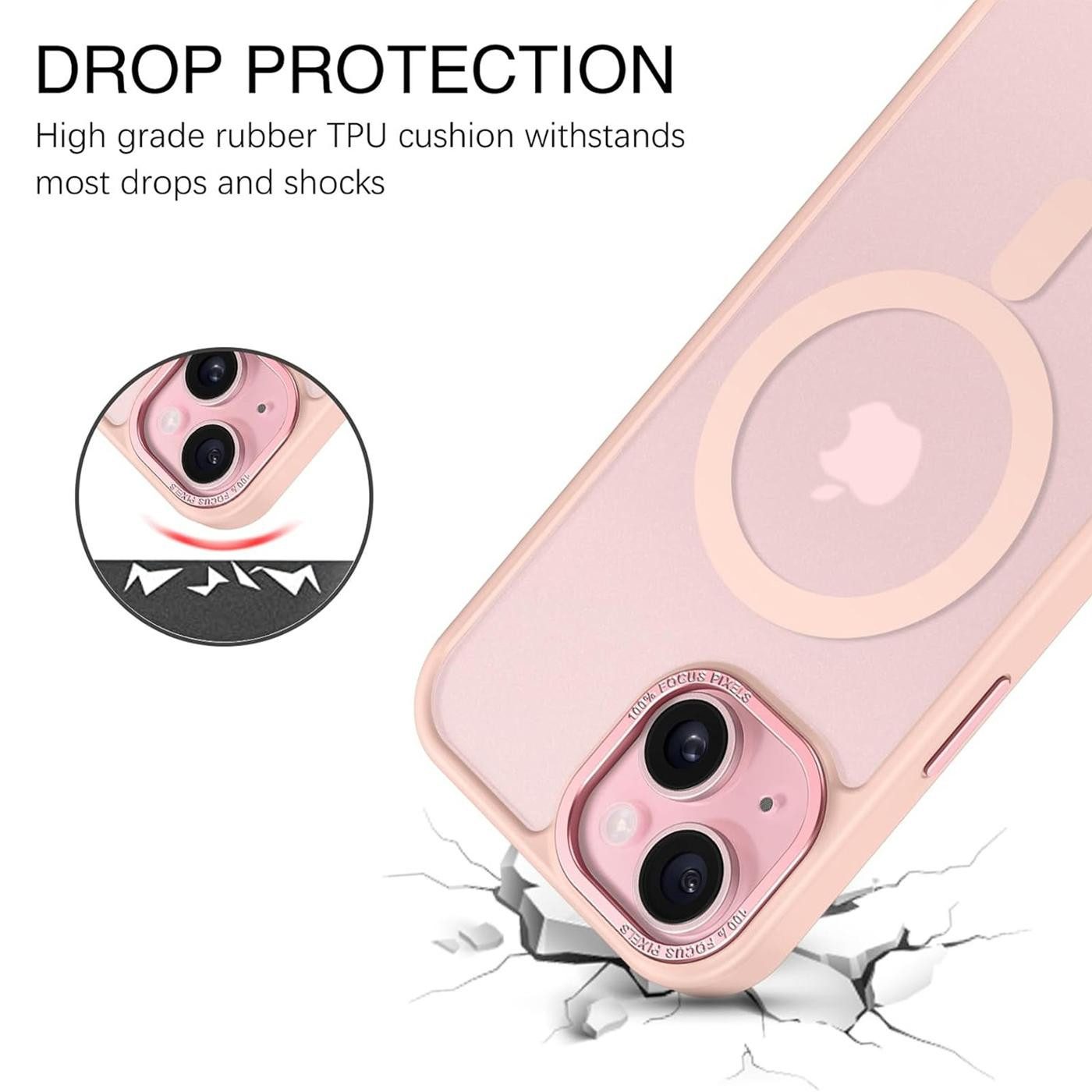 CoolGadget Handyhülle Magnet Hülle für iPhone 14 Schutzhülle mit Metall Kamerarahmen 6,1 Zoll, magnetisches Schutzcase Matt Stoßfest kompatibel mit Magsafe Zube – Bild 5 von 5