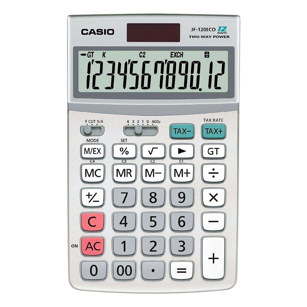 mit CASIO Taschenrechner LC-Display 12-stelligem JF-120ECO,