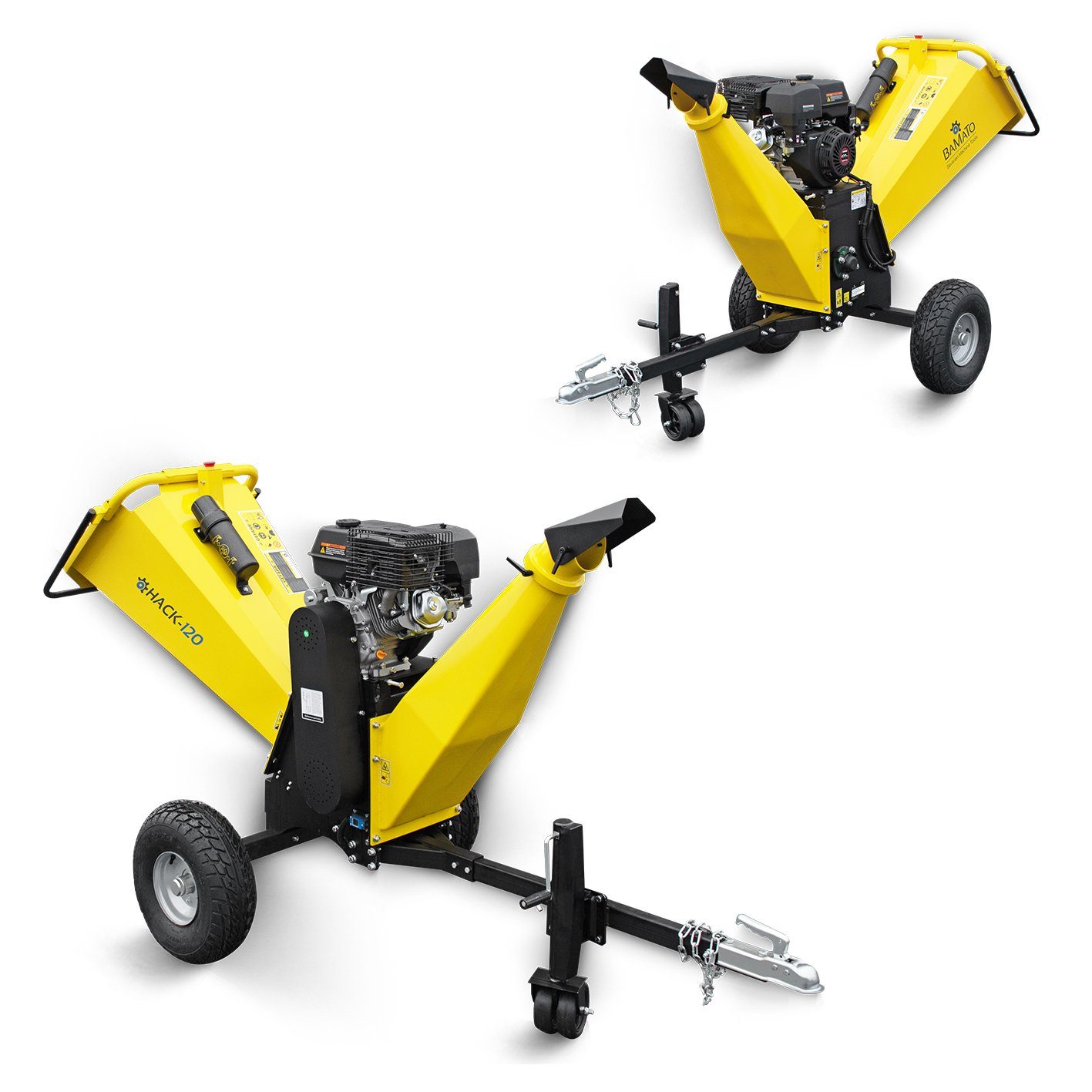 BAMATO Häcksler HACK-120, 15 cm max. Astdurchmesser, (1-St), E-Start, Luftbereifung, Holzhäcksler, 9kW Häcksler