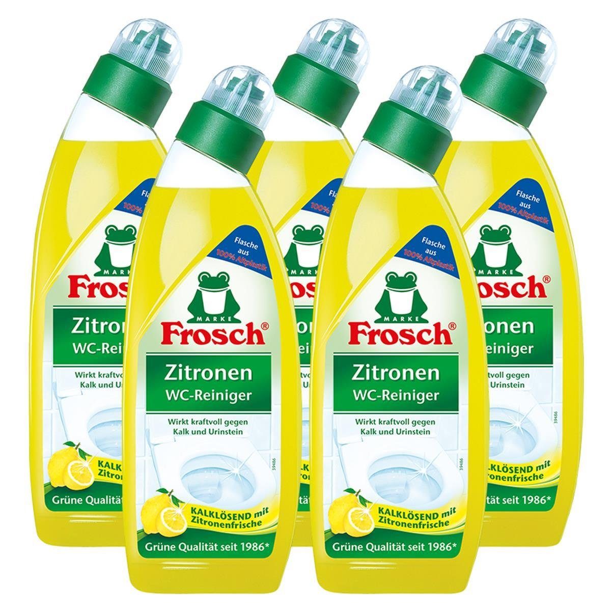 FROSCH 5x Frosch Zitronen WC-Reiniger 750 ml - Kalklösend mit Zitrone WC-Reiniger