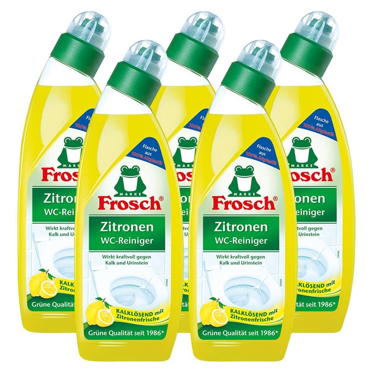 5x Frosch Zitronen WC-Reiniger 750 ml - Kalklösend mit Zitrone WC-Reiniger