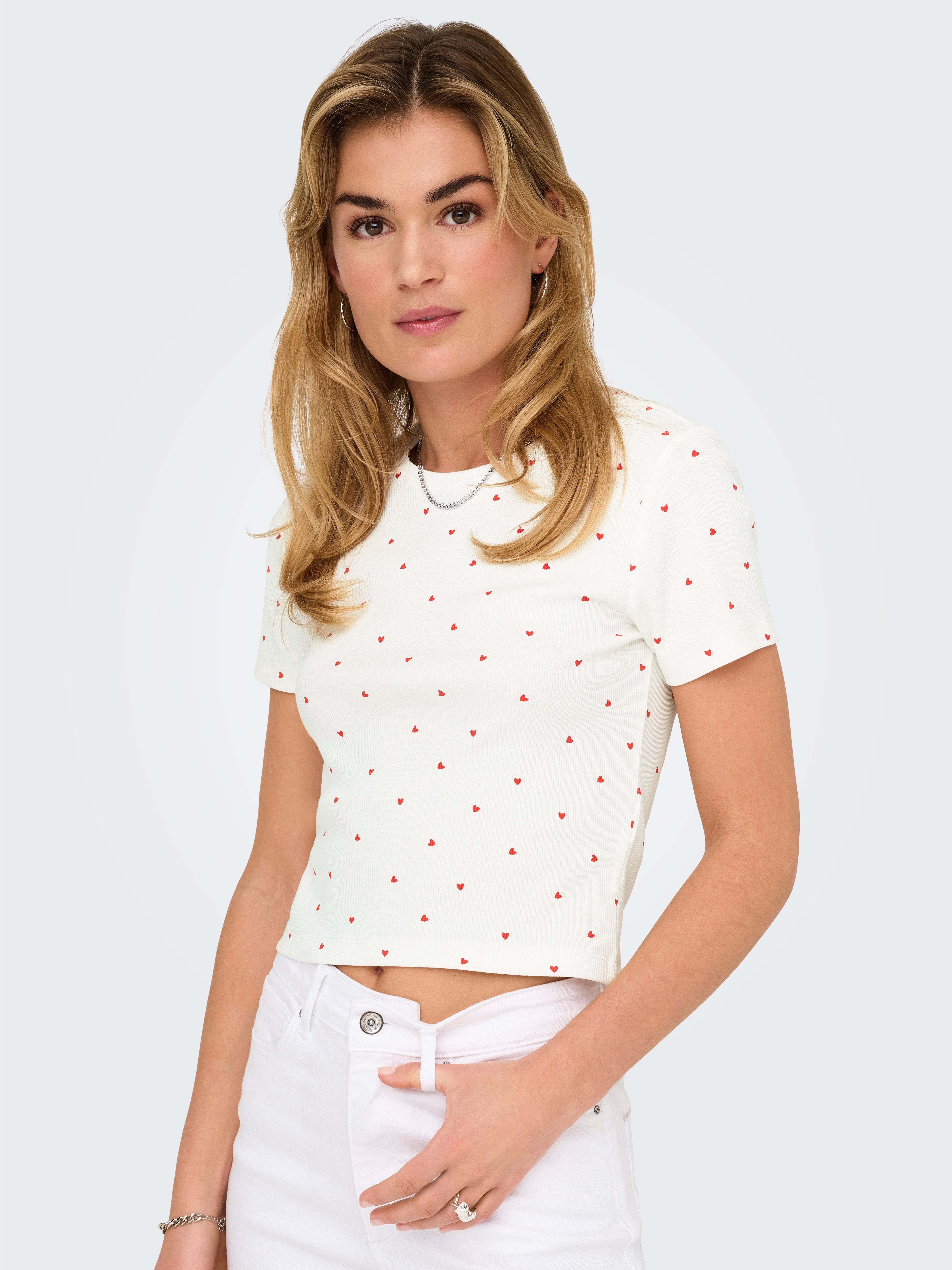 ONLY Kurzarmshirt ONLFENJA LIFE SS AOP TOP JRS NOOS Baumwollmischung, Cropp günstig online kaufen