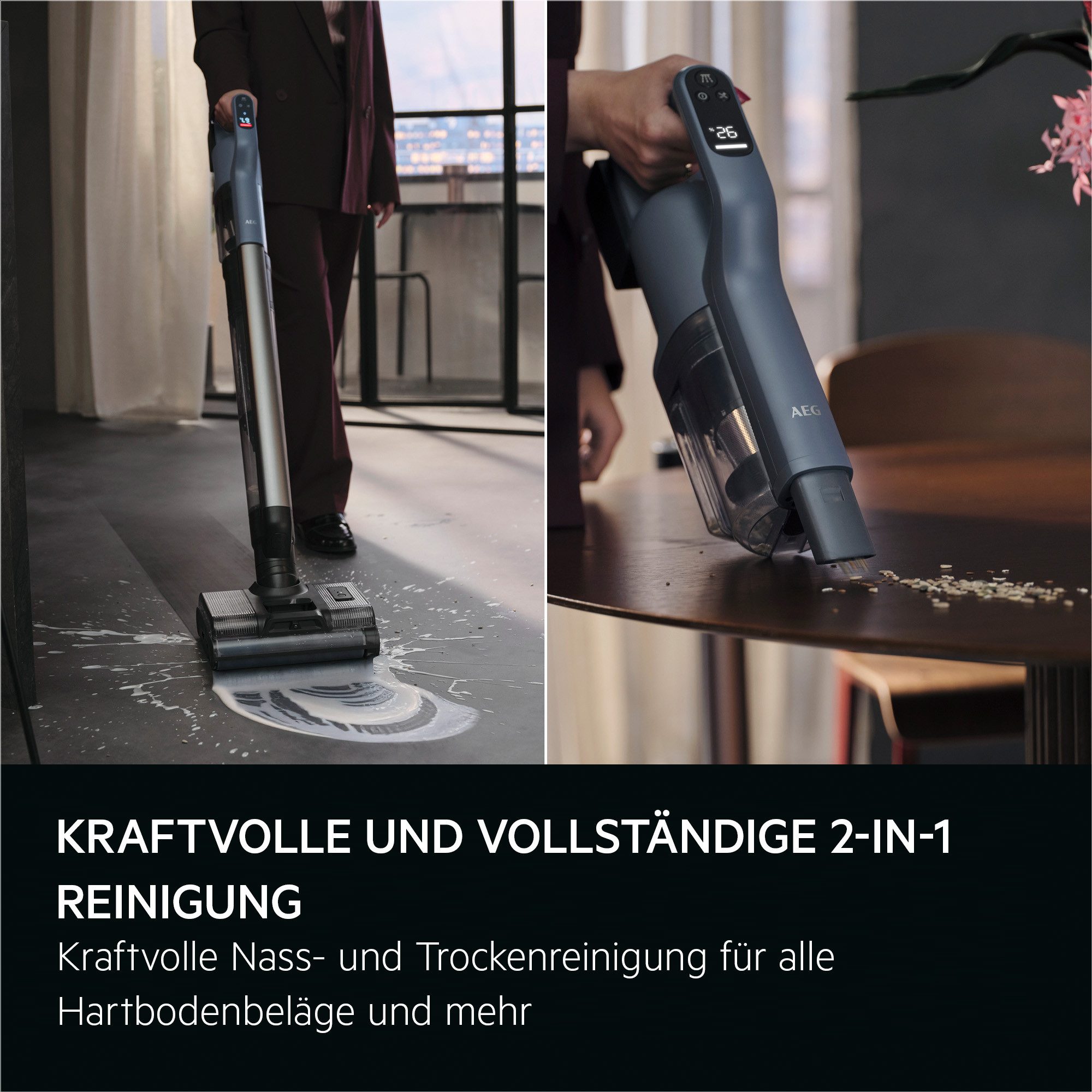 AEG Nass-Trocken-Sauger ULTIMATE 8000 WET&DRY 2in1 (AW82U1DB), 92,9 W, beutellos, 2in1 Nass- Trockenreinigung & Handsauger, automatische Selbstreinigung
