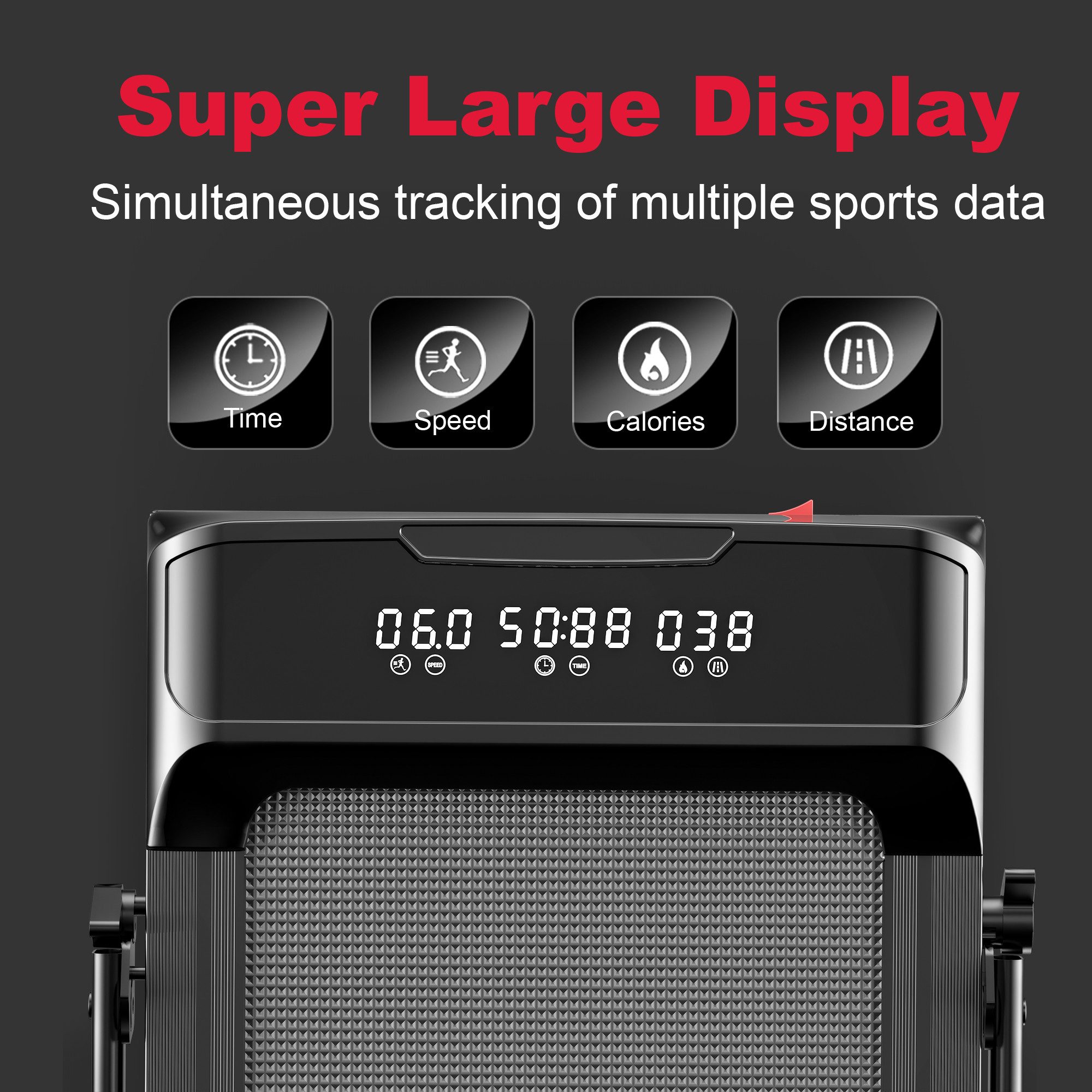 HOMEFITNESSCODE Laufband Klappbares Laufbänder – 2-in-1-Elektrolaufband (mit Armlehnen und LED-Display – Bis 120 kg), Laufband 1–10 km/h einstellbar – Bürstenloser Motor 2,5 PS