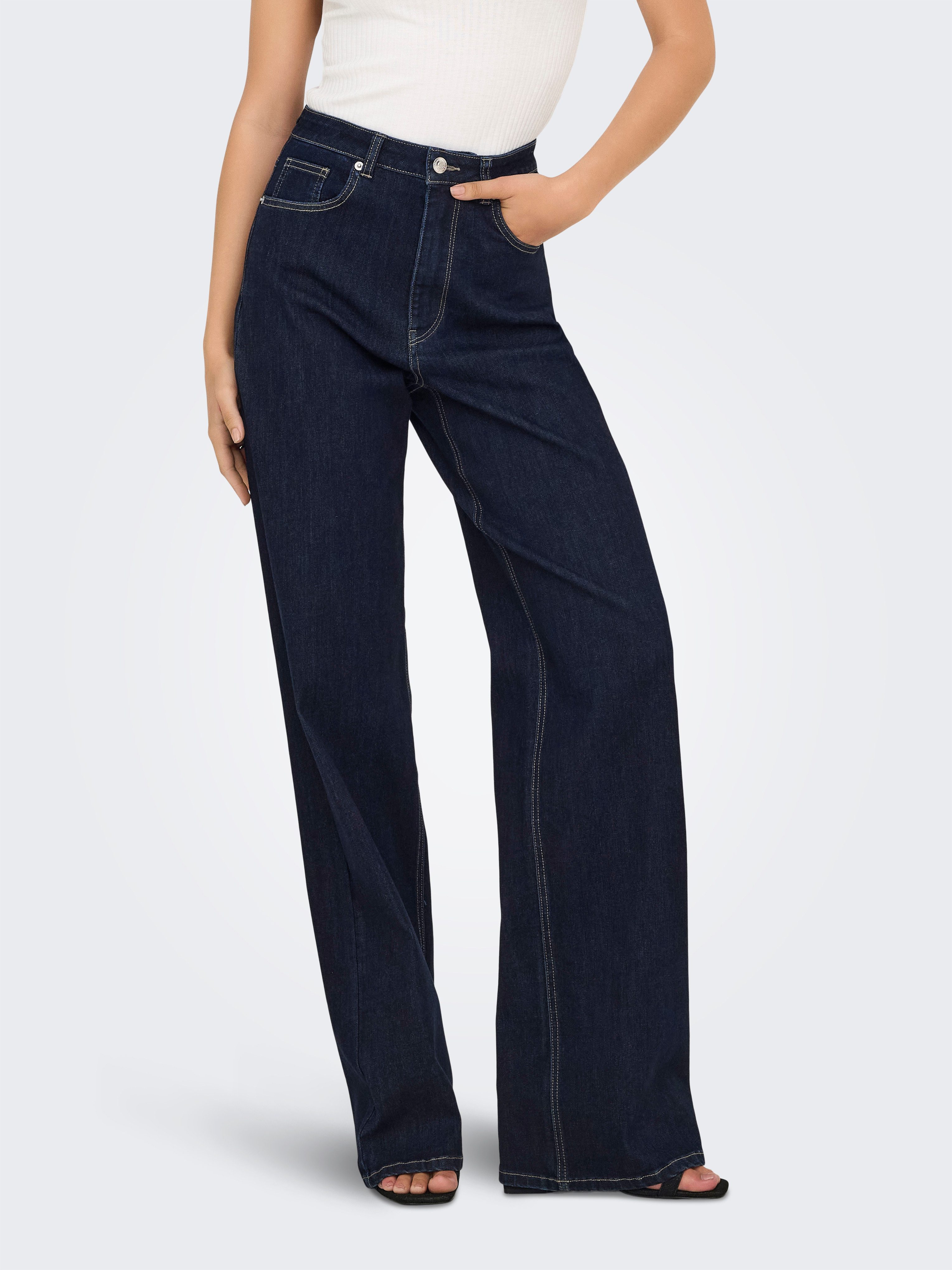 ONLY High-waist-Jeans ONLJUICY-WAUW HW WIDE DNM GUA334 NOOS Materialmix, high waist, wide fit