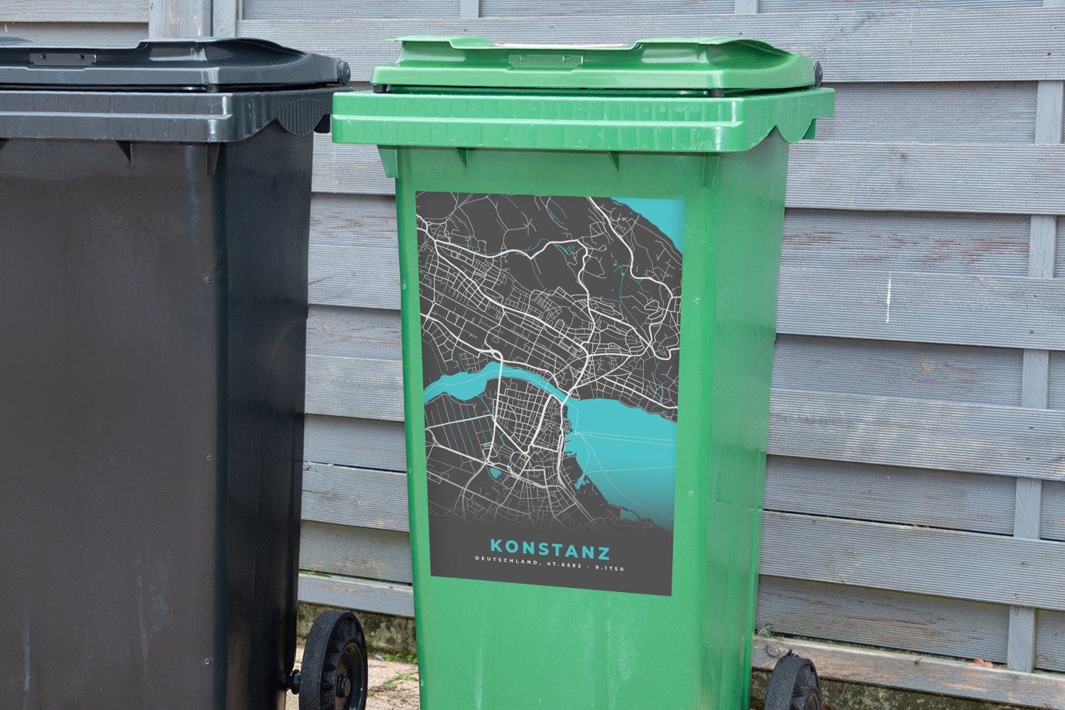 St), Karte Mülltonne, - - Stadtplan MuchoWow Konstanz - Deutschland (1 Sticker, Abfalbehälter Container, Wandsticker Mülleimer-aufkleber,