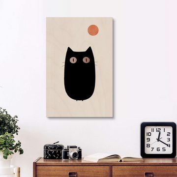 Posterlounge Holzbild KUBISTIKA, The Cat, Wohnzimmer Skandinavisch Grafikdesign