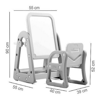 TikTakToo Kindersitzgruppe 2in1 Kindertafel Staffelei Schreibtafel mit Kinderstuhl Spieltafel, Standtafel magnetisch, Sitzgruppe, Kindertisch + Kinderstuhl
