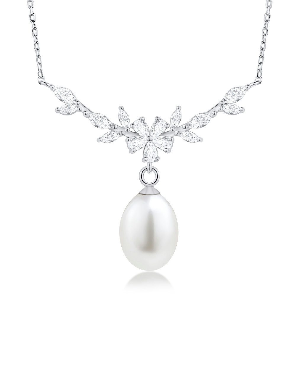 DANIEL CLIFFORD Perlenkette 'Leia' Damen Halskette Silber 925 Anhänger Perl günstig online kaufen