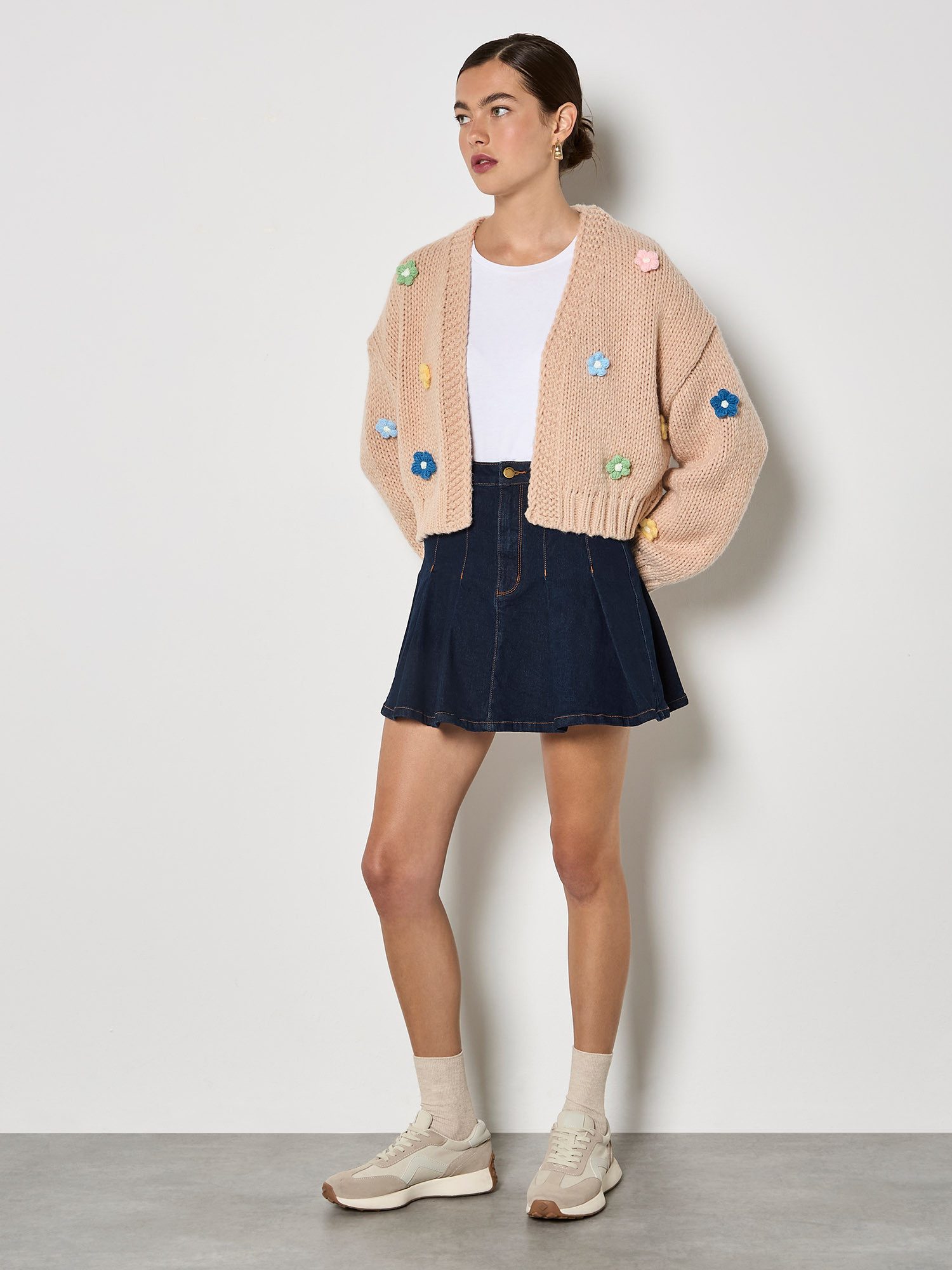 Apricot Minirock Minirock aus Denim mit Plissee