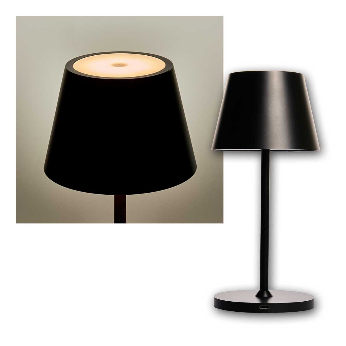 Rolf KERN! LED Tischleuchte Akku LED Tischleuchte CLUB, 25cm, schwarz, IP54, warmweiß