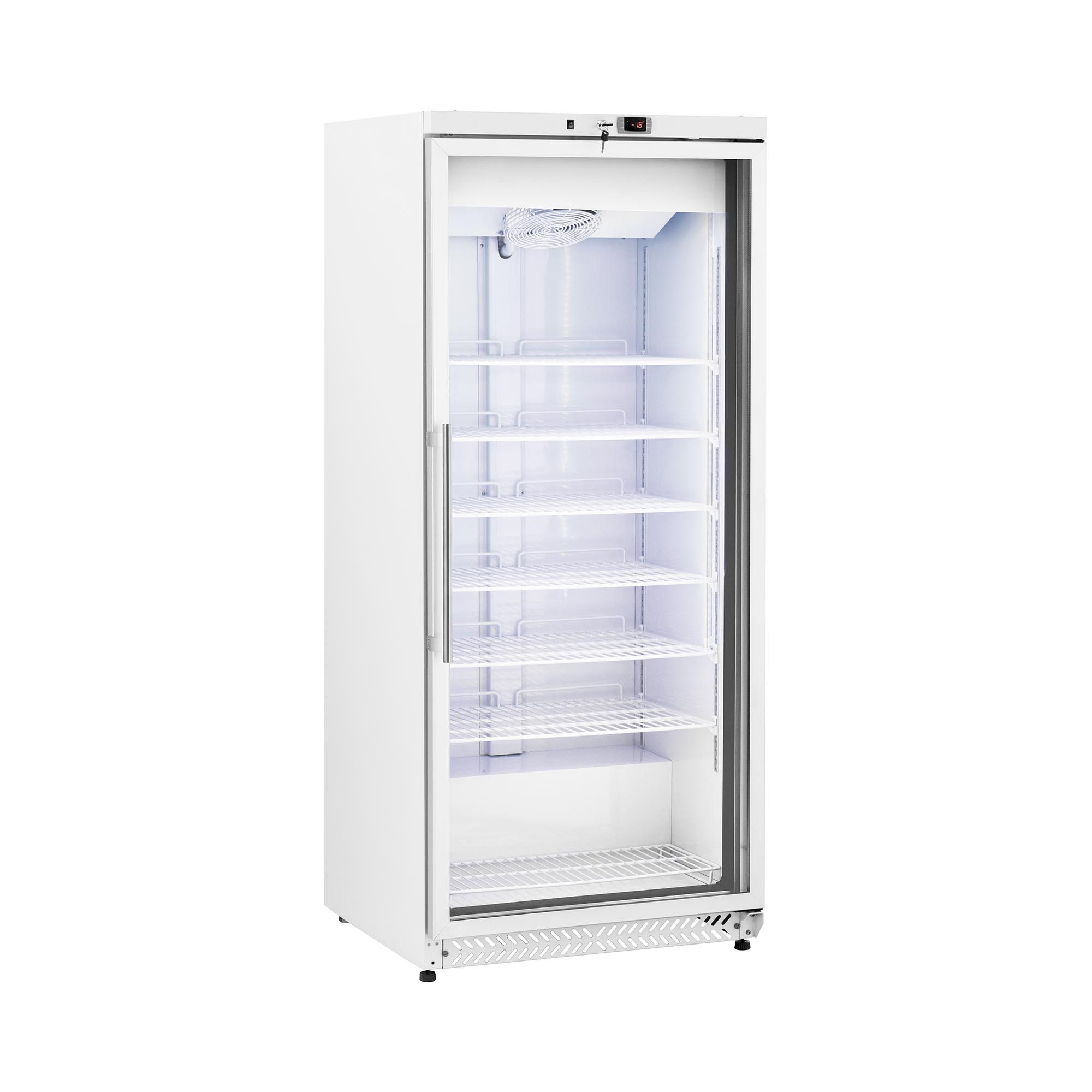 Royal Catering Gefrierschrank RCLK-F590GB, 185 cm hoch, 77.5 cm breit, Gefrierschrank - 580 L - glastür - Silbern - Kältemittel R290
