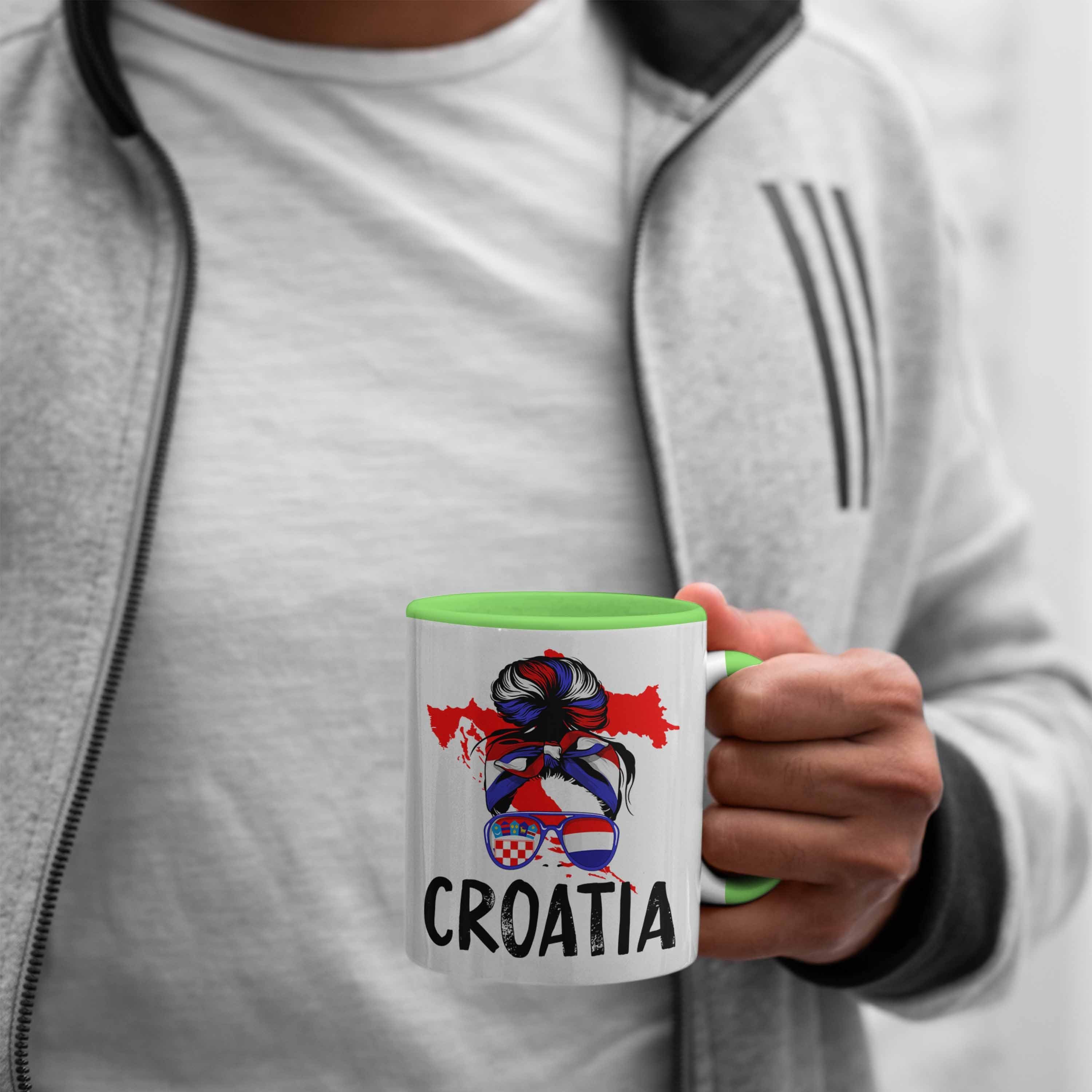 Kroatien Grün Frau Tasse Croatia Geschenkide Geschenk Kroatische Tasse Trendation Heimat für
