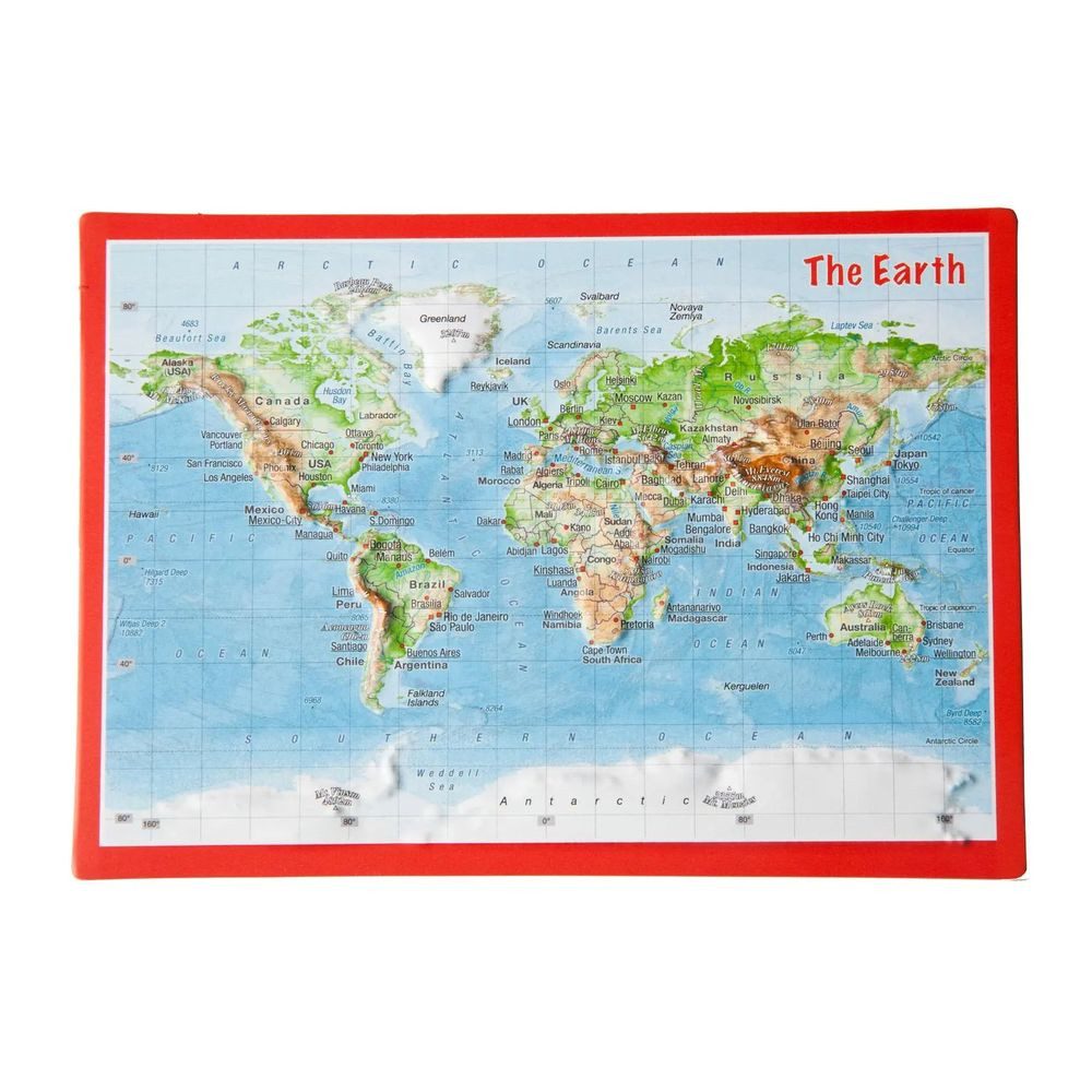 Poster Reliefpostkarte Welt