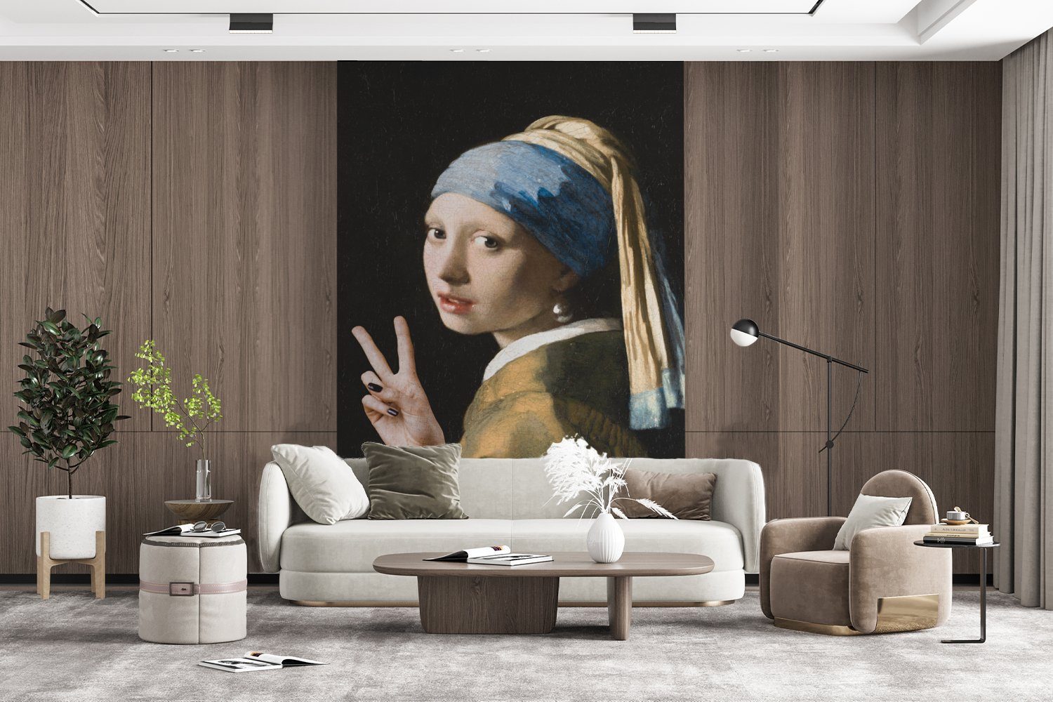 Matt, dem Wohnzimmer, (3 MuchoWow Johannes - Tapete bedruckt, Vinyl Vermeer Montagefertig Fototapete Mädchen mit Wandtapete für Frieden, Das St), Perlenohrring -