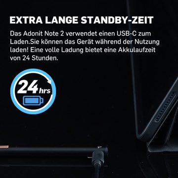 Adonit Eingabestift [Note 2 Eingabestift für das Apple iPad Pro 11 / 12.9, iPad Air, iPad 10.2 / 9.7, iPad mini 5, Handballenerkennung, Staub- und wasserdicht nach IP65, Extra lange Akkulaufzeit] - schwarz