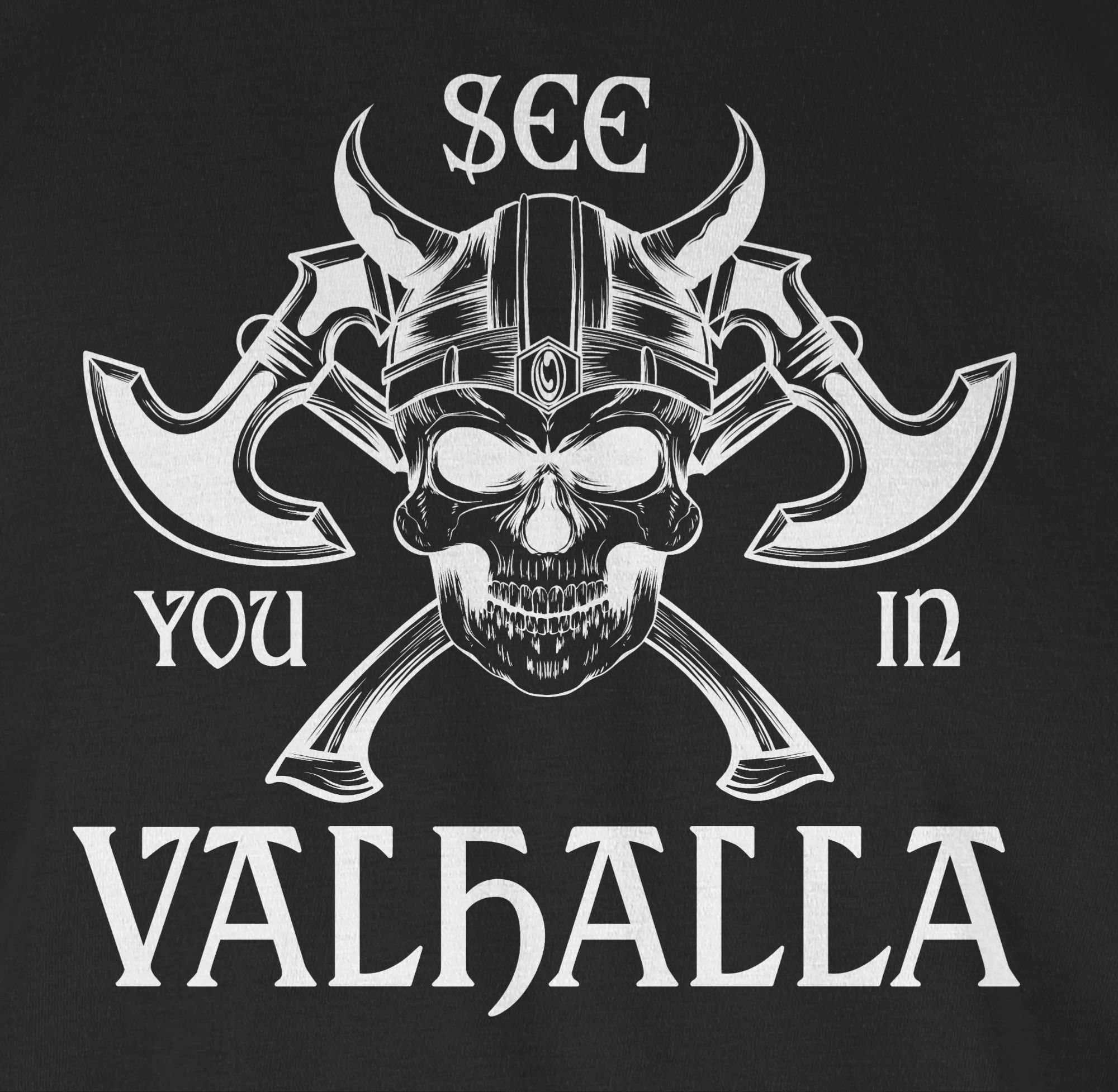 Schwarz Walhalla 01 T-Shirt See Shirtracer & in Herren Wikinger you Valhalla