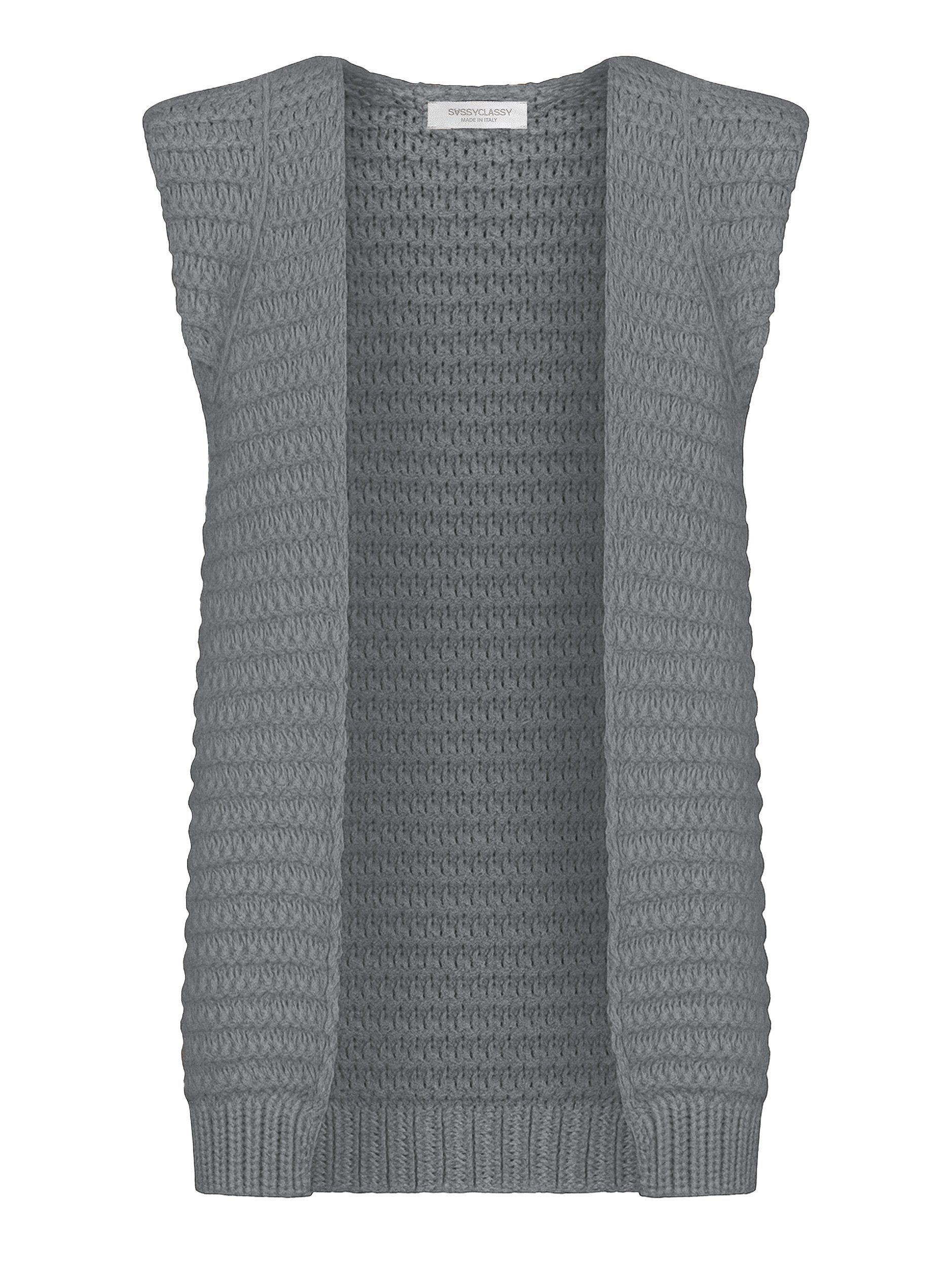 SASSYCLASSY Kurzweste Lange ärmellose Strickweste für Damen Weste aus grobe günstig online kaufen