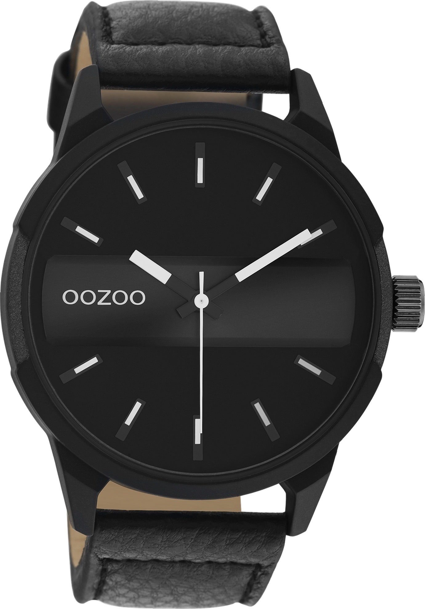 OOZOO Quarzuhr Oozoo Herren Armbanduhr Timepieces, (Analoguhr), Herrenuhr rund, extra groß (ca. 48mm) Lederarmband, Casual-Style
