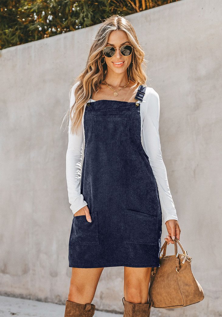 Cupshe Minikleid Corduroy-Fronttasche mit V-Ausschnitt günstig online kaufen