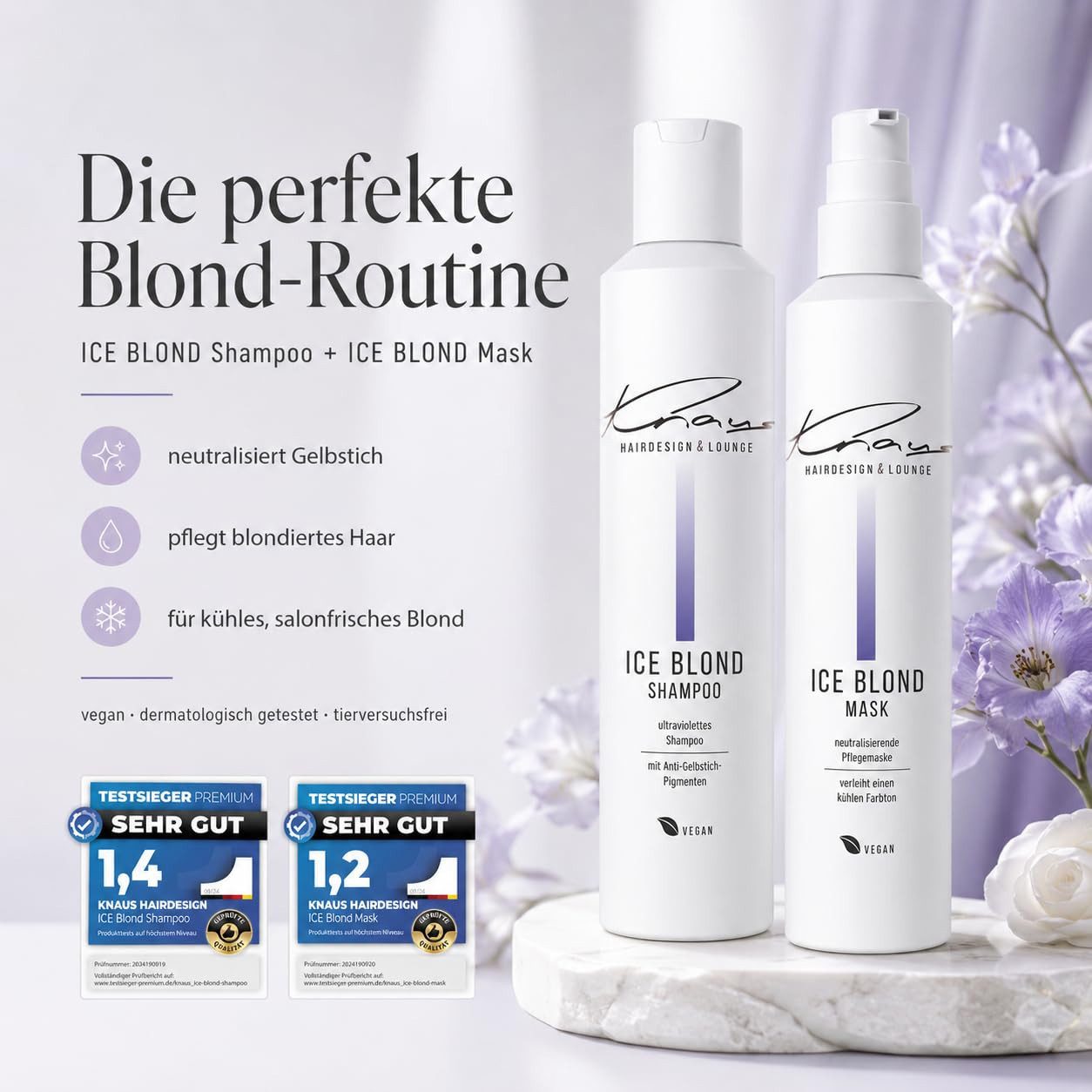 Knaus Hairdesign Haarshampoo Knaus Ice Blond Shampoo 200ml Silbershampoo gegen Gelbstich, 1-tlg.