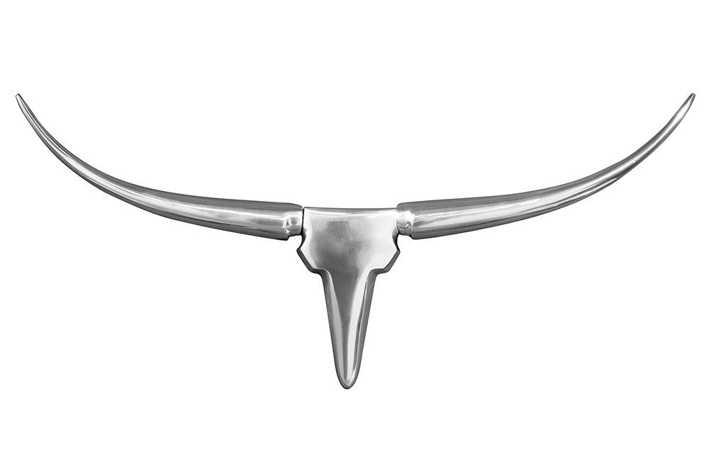 riess-ambiente Wanddekoobjekt BULL 75cm silber, Metall · Stierkopf · Modern Design · Wohnzimmer · Schlafzimmer