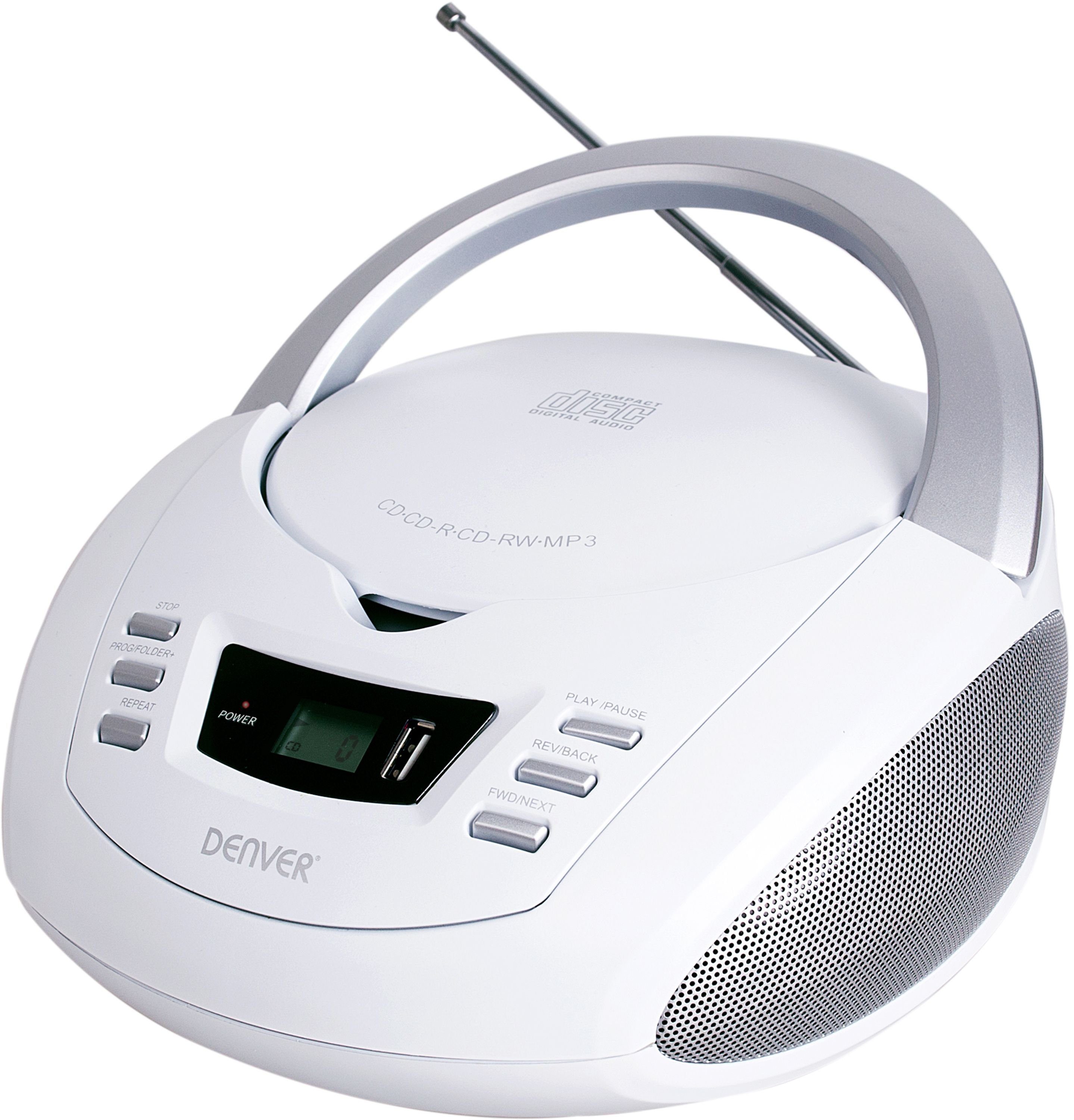 Denver »TCU211 WHITE« AudioSystem, CD Player UKW Radio USB MP3 AUX CD